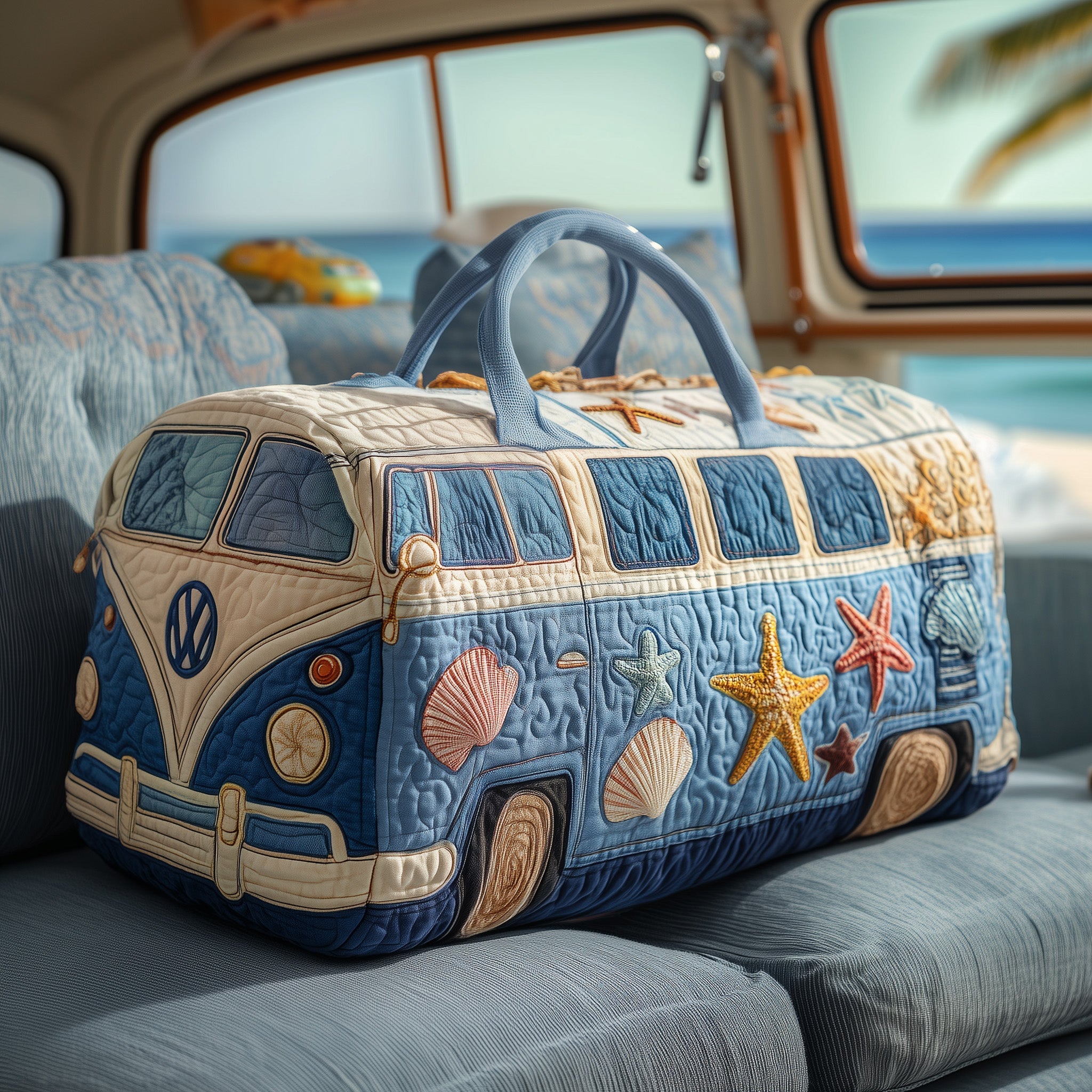 Hippie Van Beach Quilted Duffle Bag Duffle Bag Womens Large Gifts Ideas For Parents