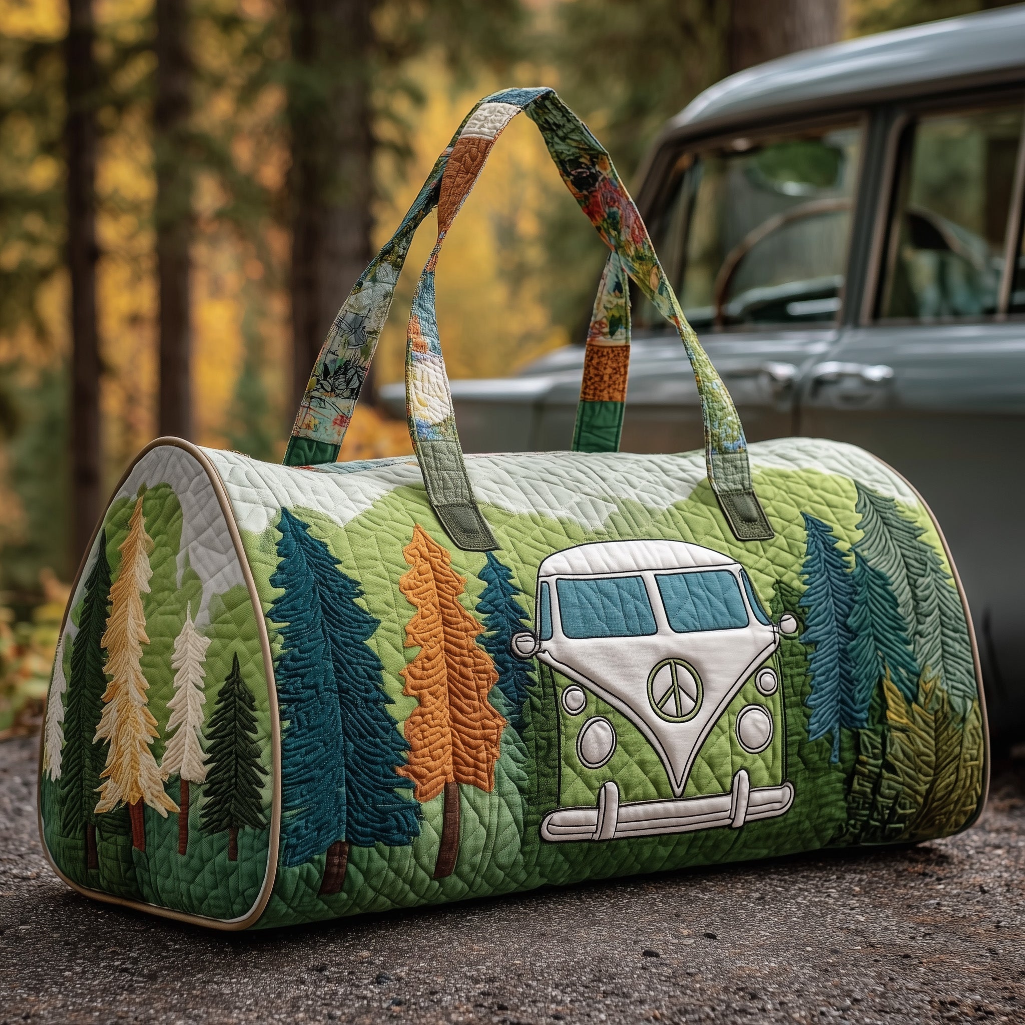 Hippie Van Quilted Duffle Bag Best Travel Duffel Bag For Women Great Presents For Mom