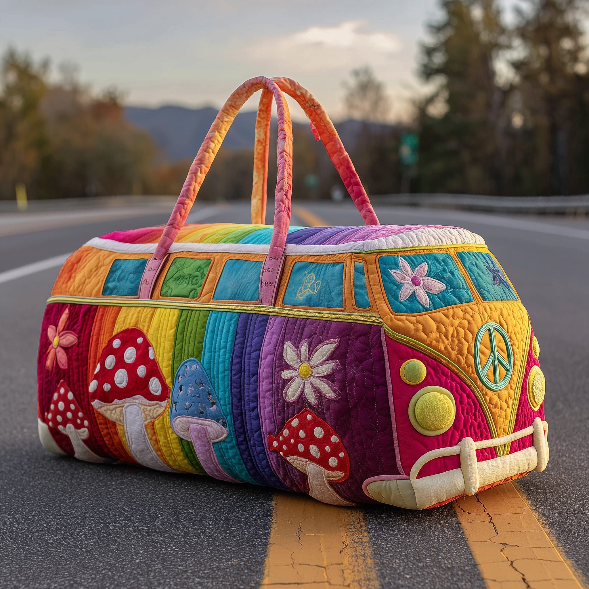 Hippie Van Quilted Duffle Bag Best Travel Duffel Bag Meaningful Gifts For Mom