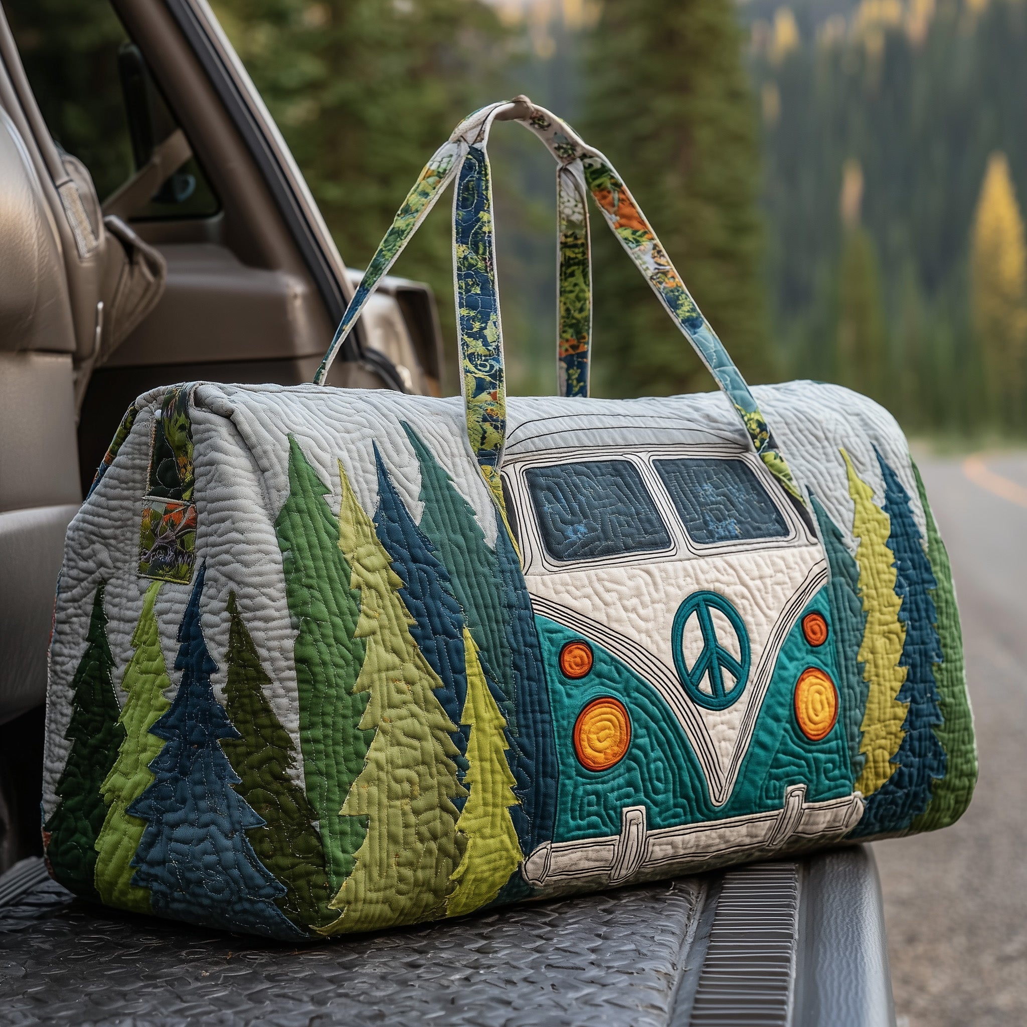 Hippie Van Quilted Duffle Bag Best Weekend Duffle Bag Womens Cool Gift Ideas For Mom