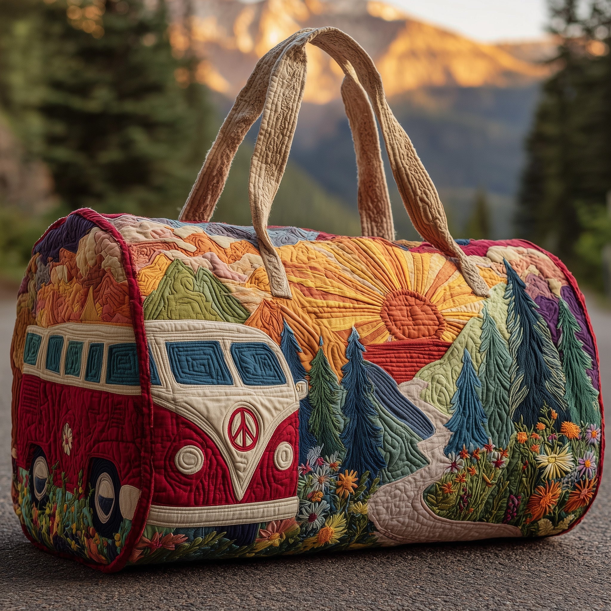 Hippie Van Quilted Duffle Bag Best Weekender Bag Mothers Day Presents