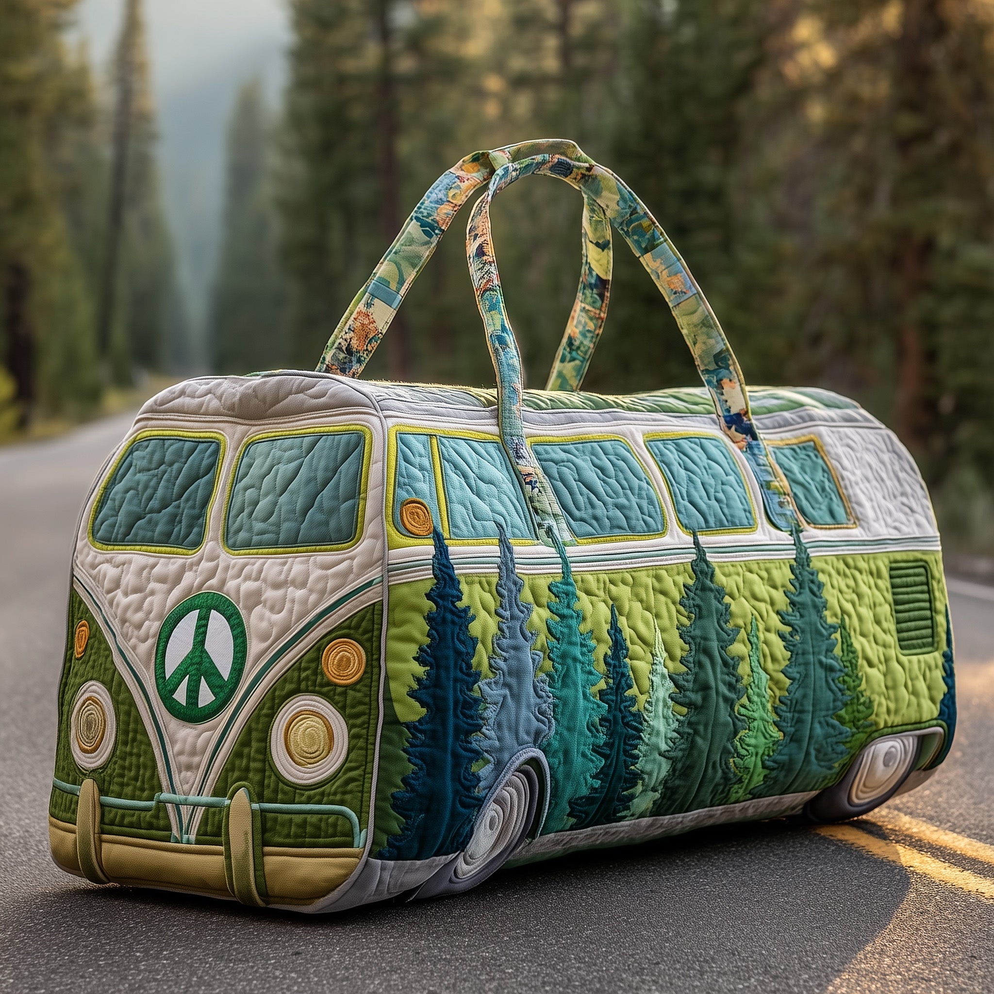 Hippie Van Quilted Duffle Bag Best Women's Duffel Bag Great Gift Ideas For Mom
