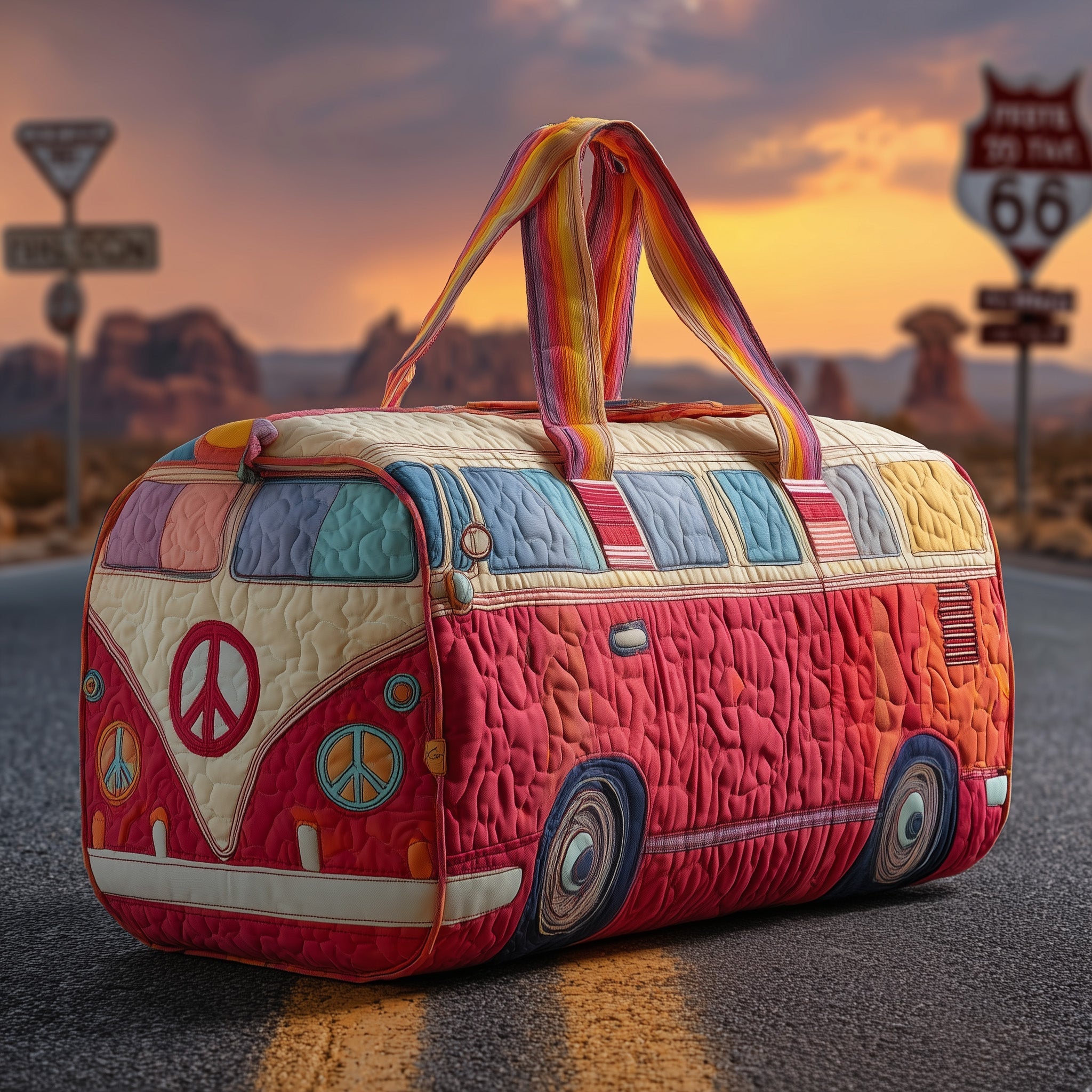 Hippie Van Quilted Duffle Bag Best Womens Travel Bags Mother's Day Delivery
