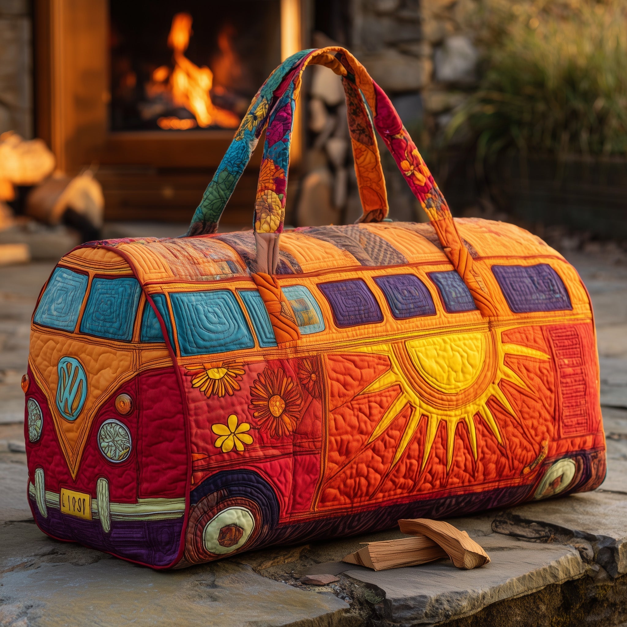 Hippie Van Quilted Duffle Bag Duffel Travel Bag Great Birthday Gifts For Mom