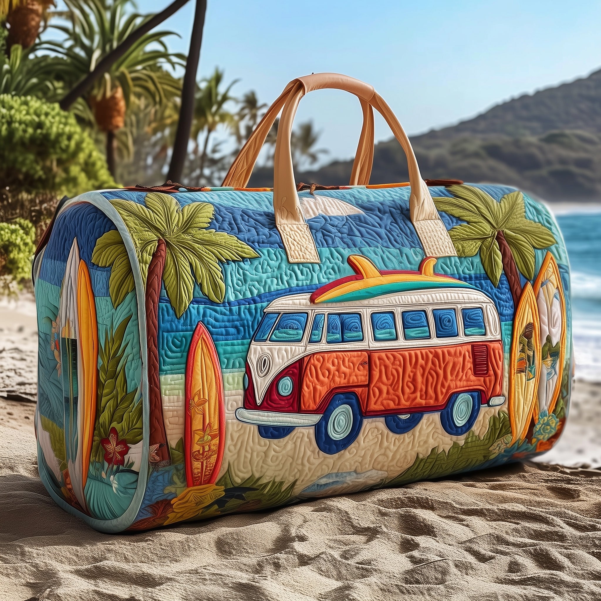 Hippie Van Quilted Duffle Bag Duffel Weekender Bag Gifts For Mothers
