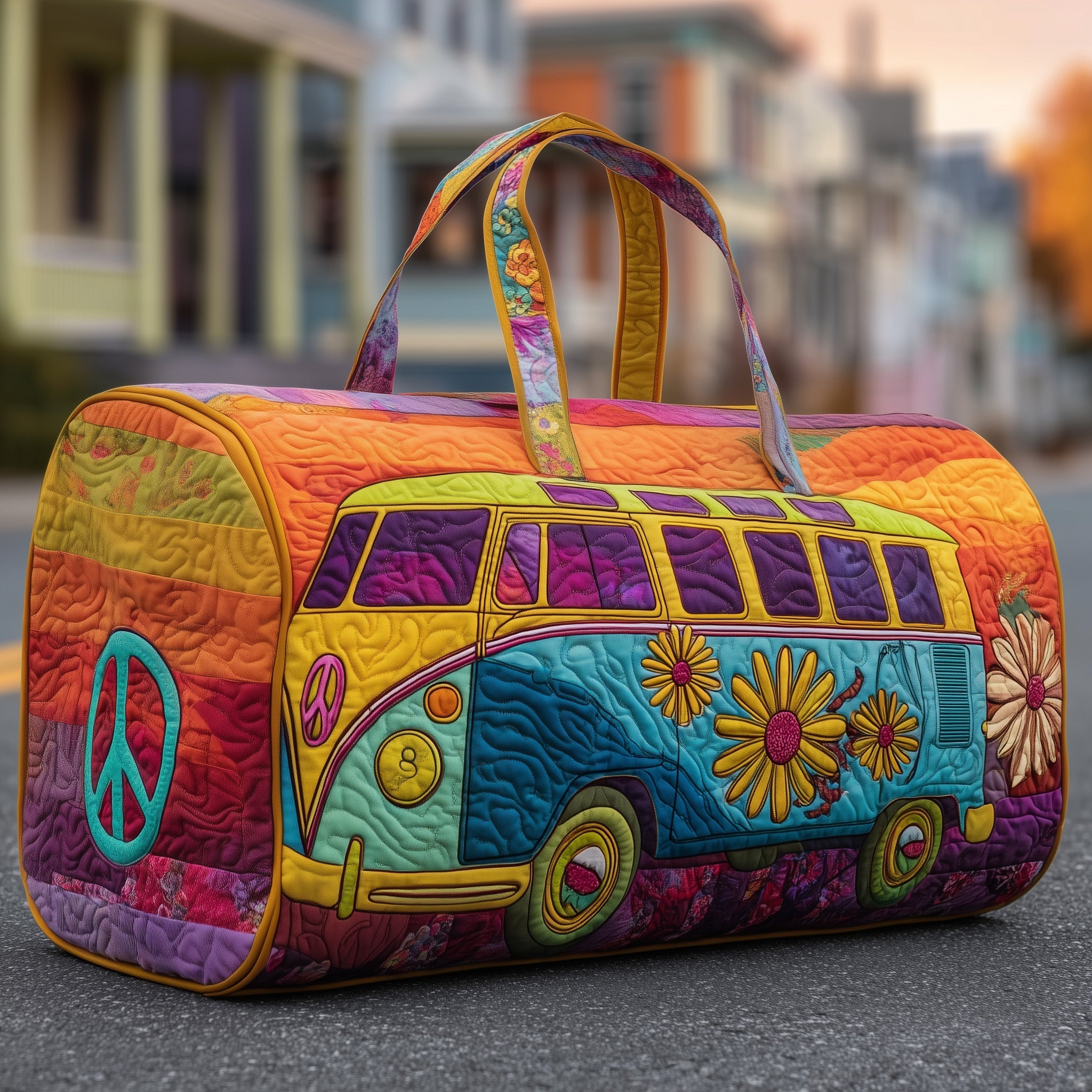 Hippie Van Quilted Duffle Bag Duffel Weekender Bag Gifts For My Mom