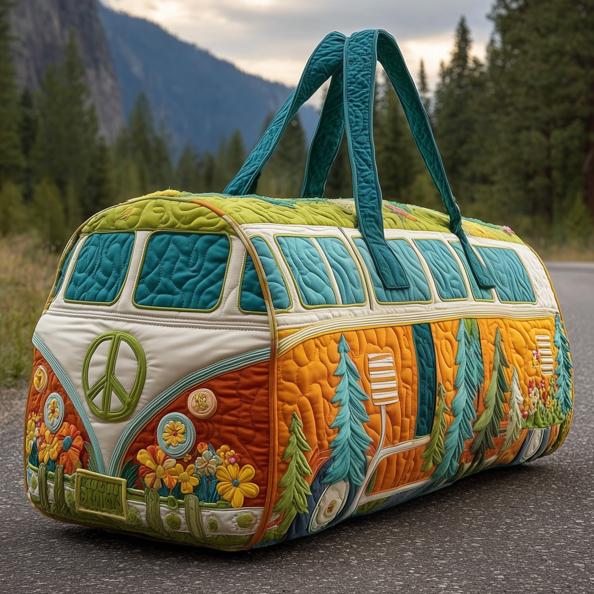 Hippie Van Quilted Duffle Bag Duffle Bag Sale Nice Birthday Gifts For Mom