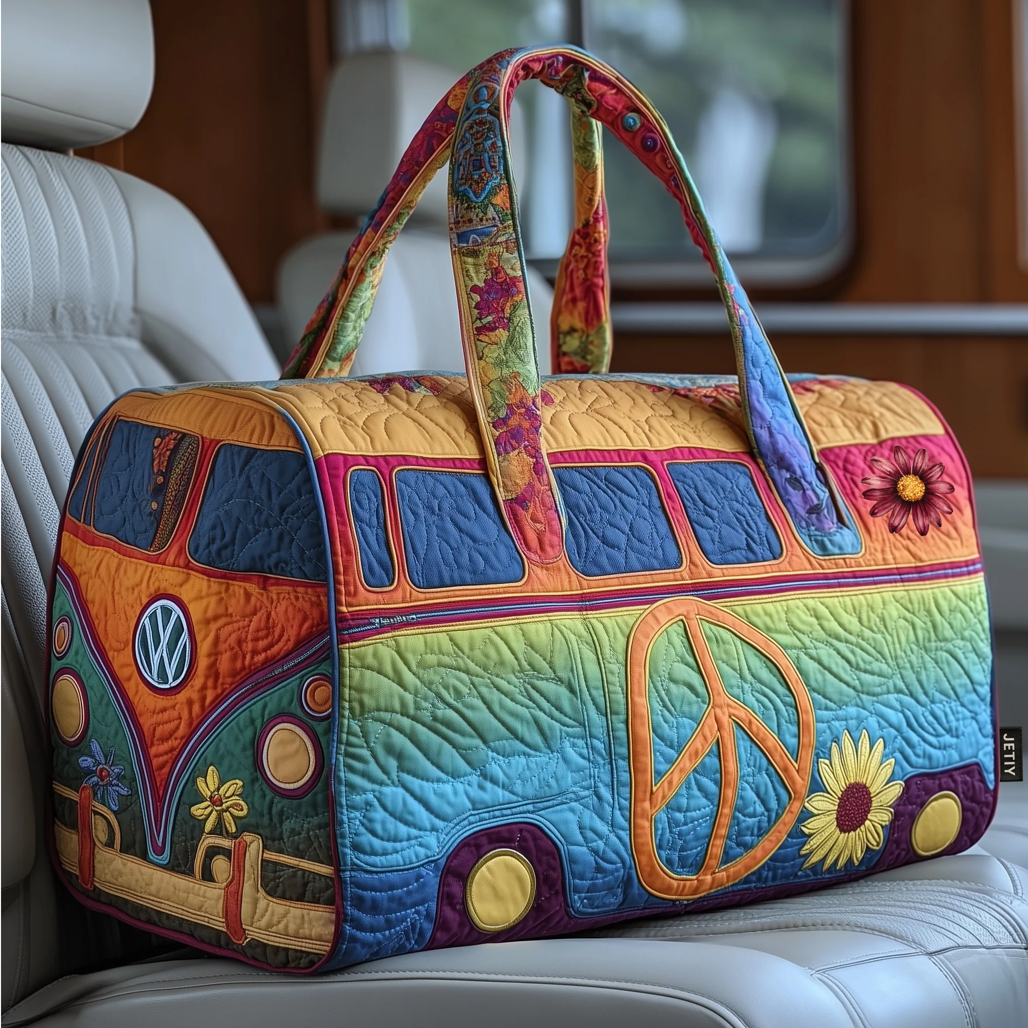 Hippie Van Quilted Duffle Bag Gym Duffel Bag Moms Day Gifts