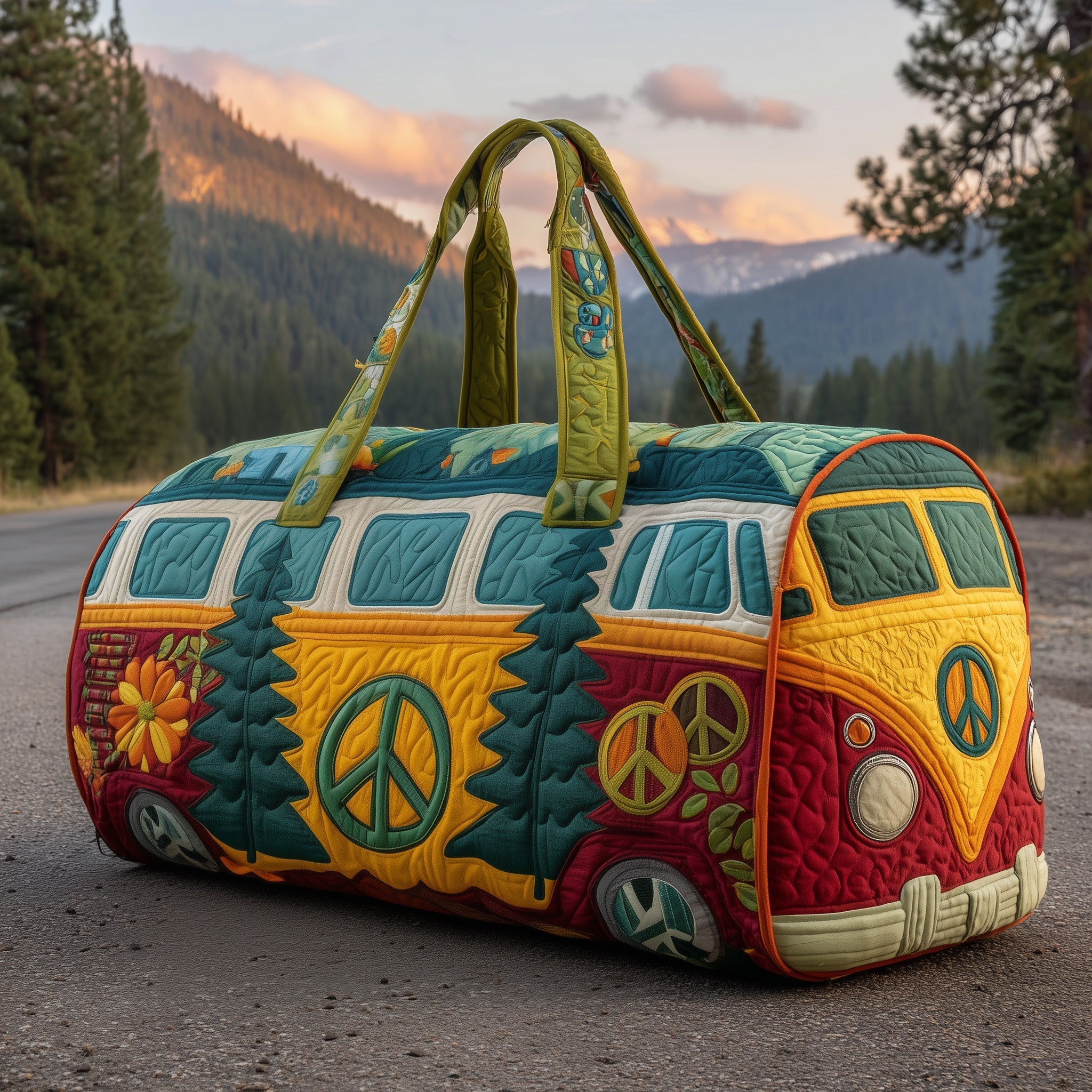 Hippie Van Quilted Duffle Bag Gym Duffle Bag Great Presents For Mom