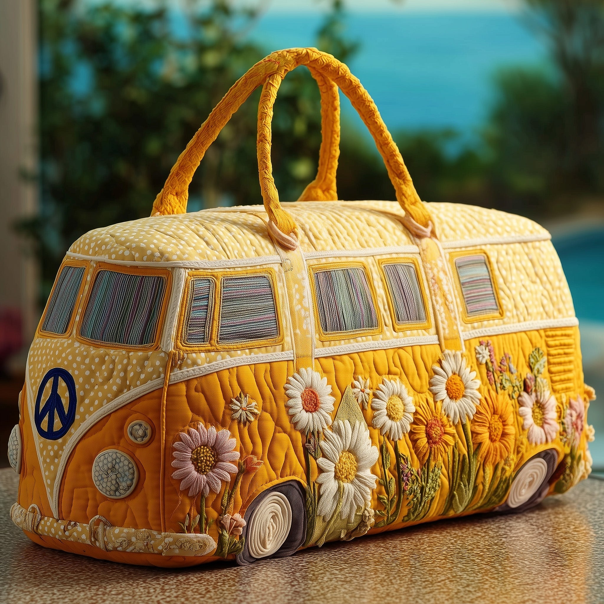 Hippie Van Quilted Duffle Bag Gym Duffle Bag Presents For Mothers