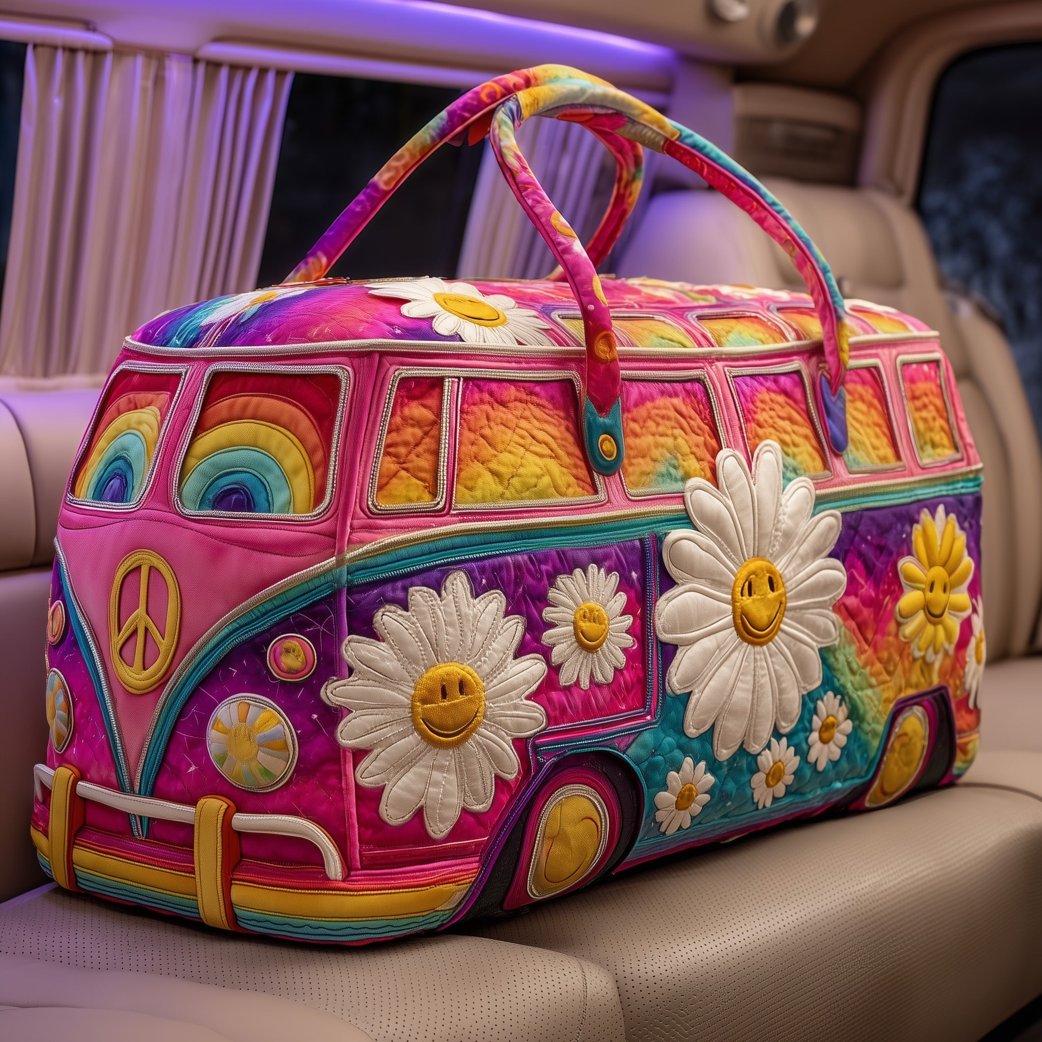 Hippie Van Quilted Duffle Bag Luxury Duffle Bag Gift For Your Mother