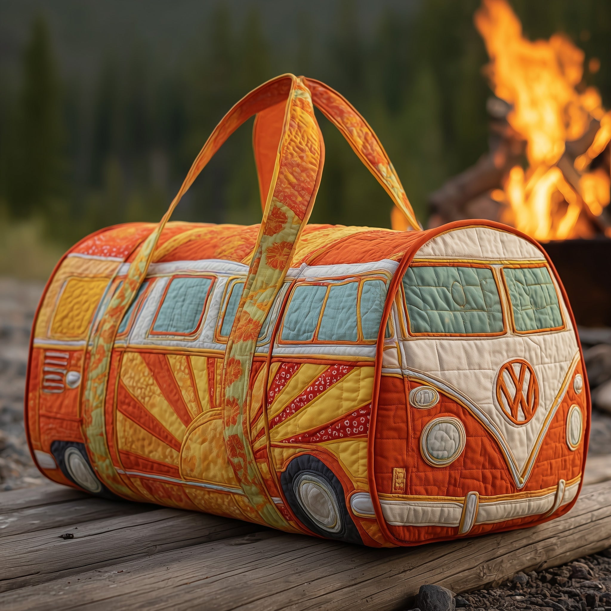 Hippie Van Quilted Duffle Bag Stylish Duffle Bag For Women Gifts For Mom In Law