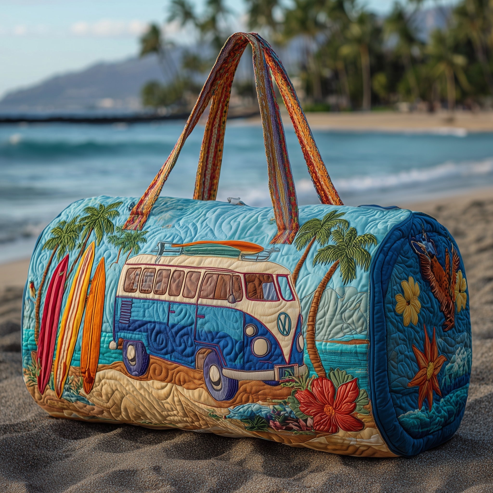 Hippie Van Quilted Duffle Bag Weekend Duffel Bag Mother's Day Gifts For Wife