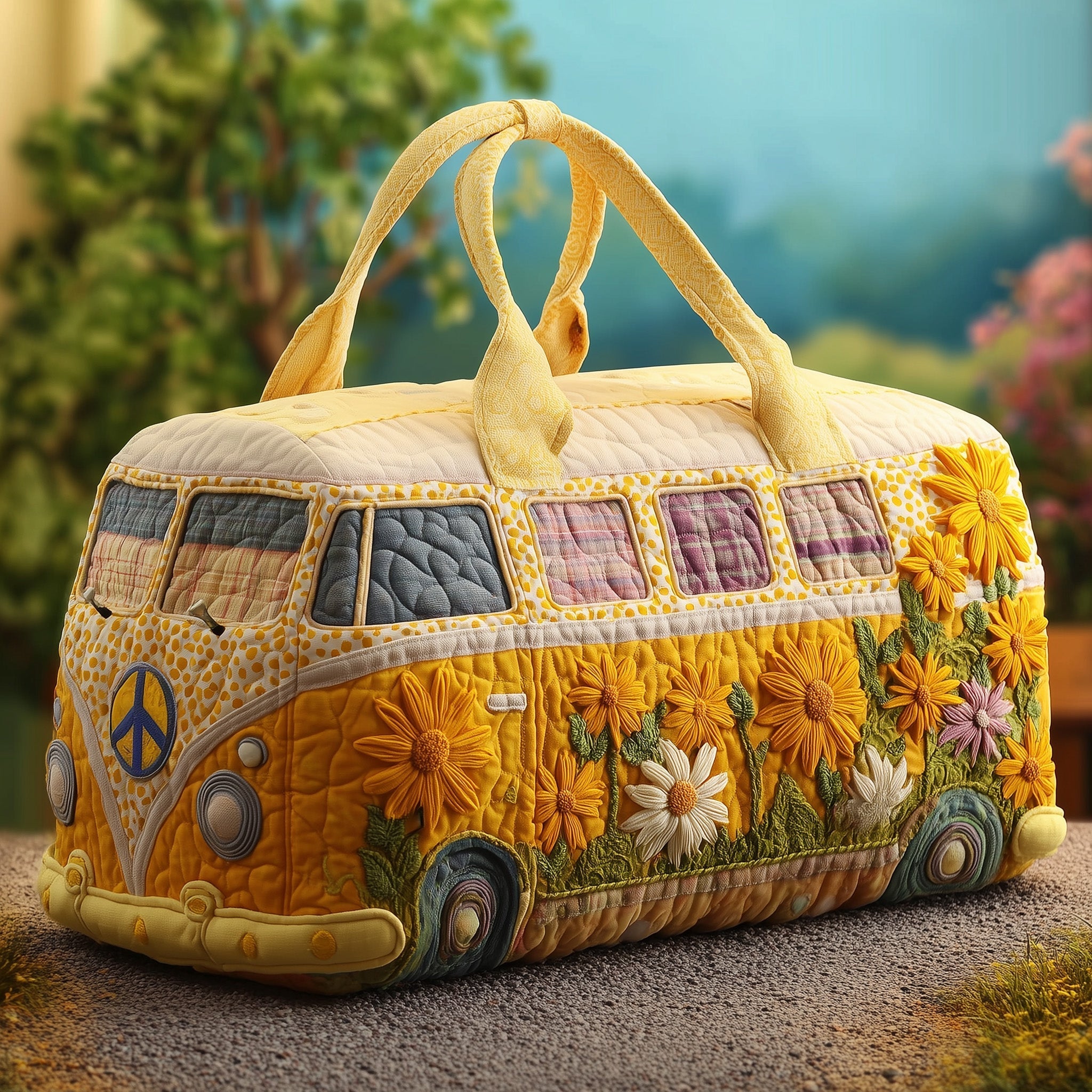 Hippie Van Quilted Duffle Bag Weekend Duffle Great Mother's Day Gift Ideas