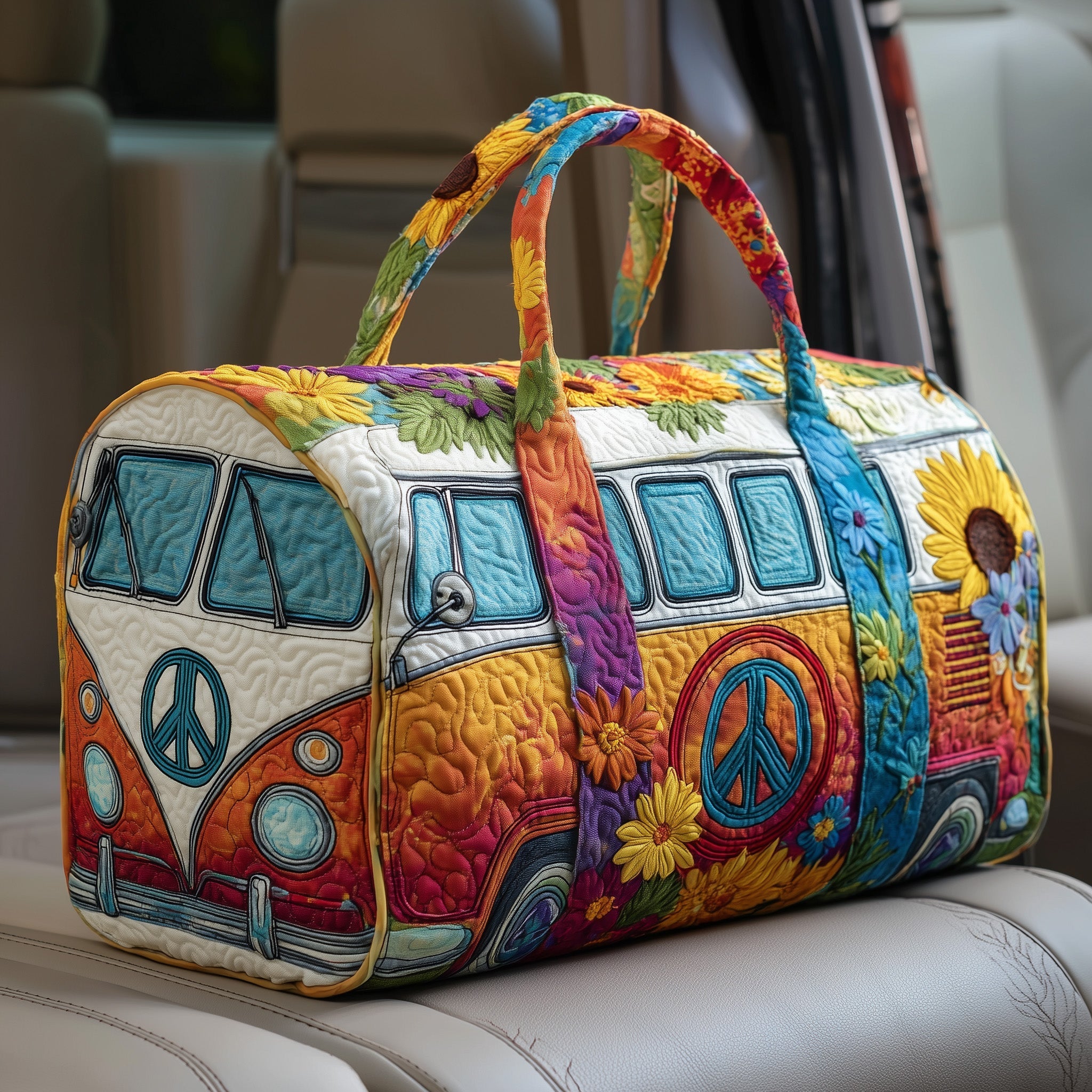 Hippie Van Quilted Duffle Bag Women's Carry On Duffel Bag Gift Ideas For Moms Birthday