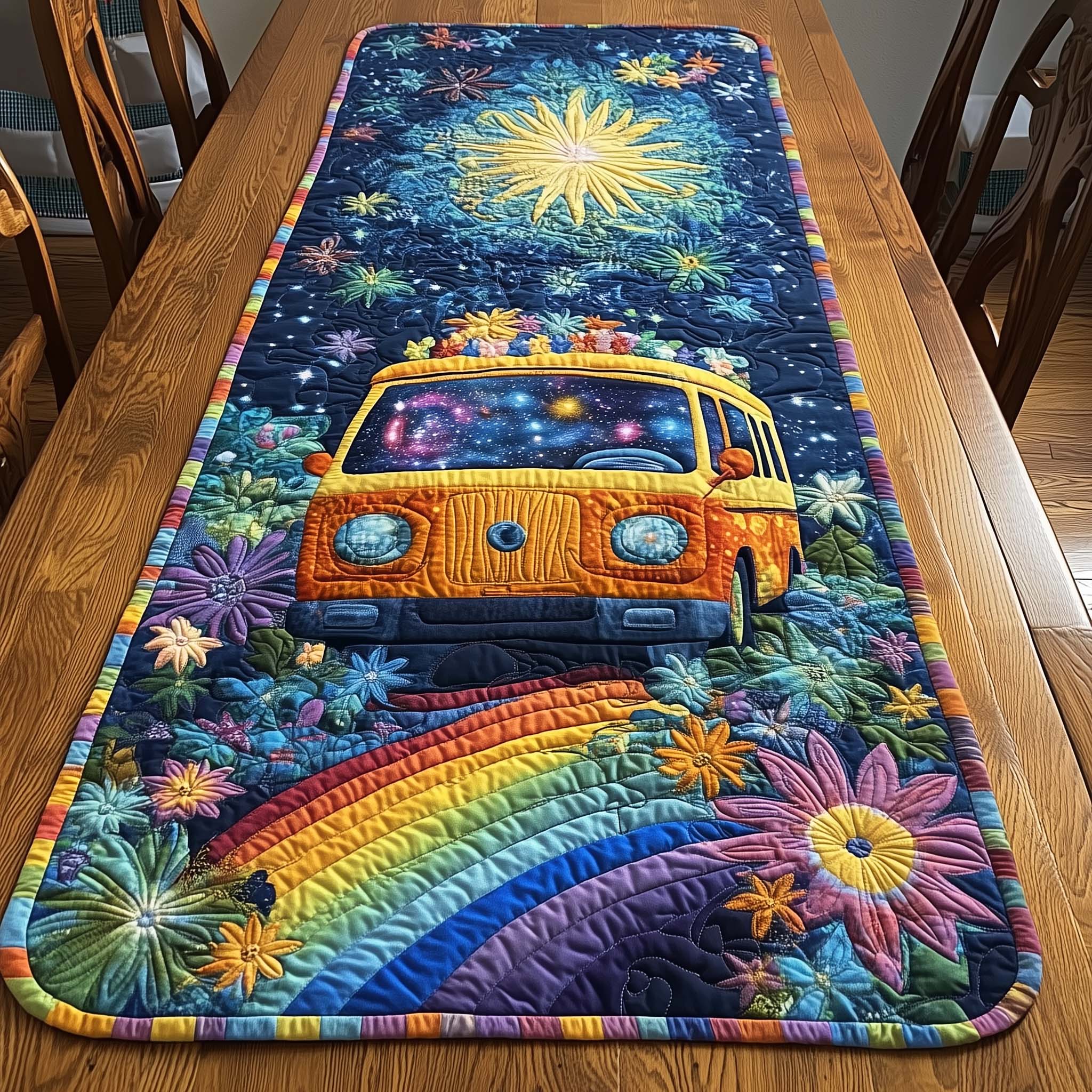 Hippie Van Quilted Table Runner Dining Table Runner Hippie Gift Ideas