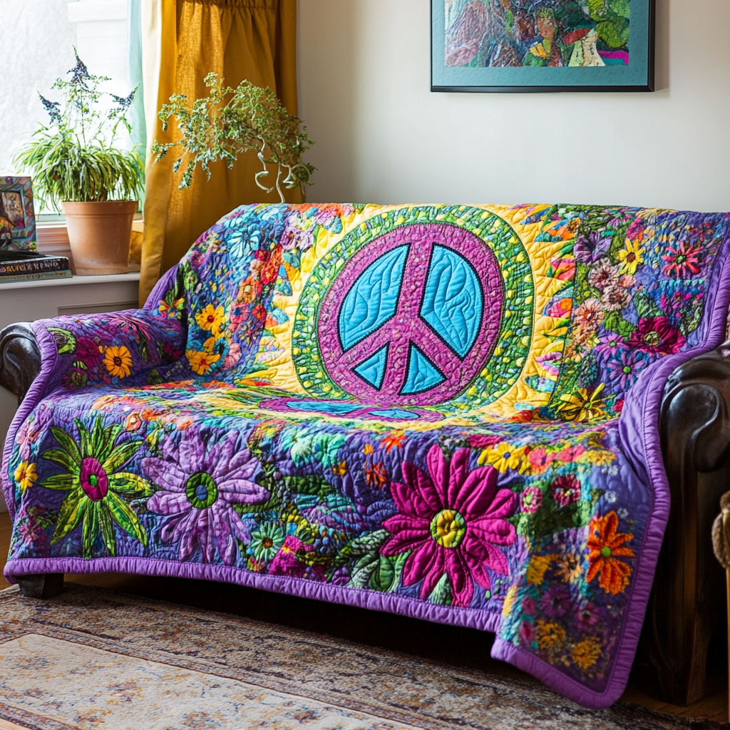 Hippie Vibes Quilted Sofa Cover Sofa Chair Covers Gifts For Hippy Mom