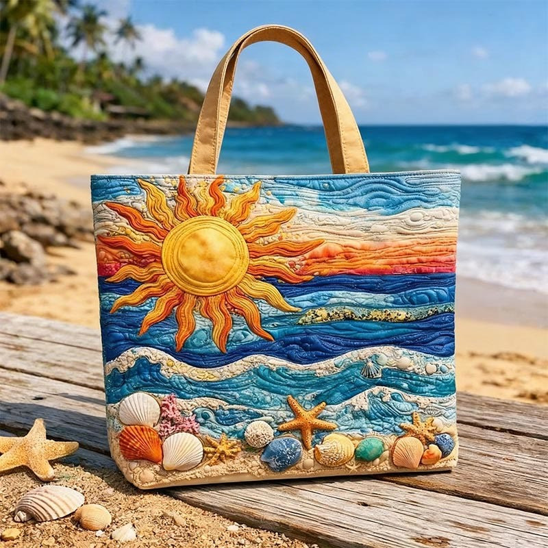 Hippie Wave Pattern Quilted Tote Bag Eco-friendly Bag For Travel Gift For Beach Lover