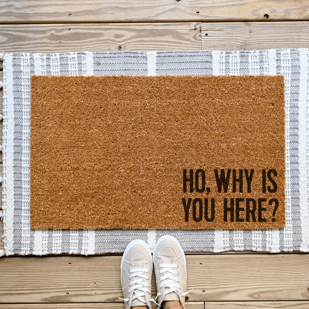 Ho Why Is You Here Doormat Funny Rude Welcome Mat Go Away Entryway Rug Home Decor