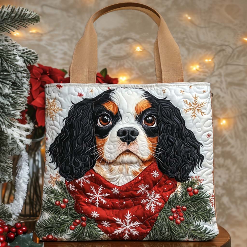 Holiday Cavalier Quilted Tote Bag Best Mom Tote Bag Christmas Gifts For New Moms