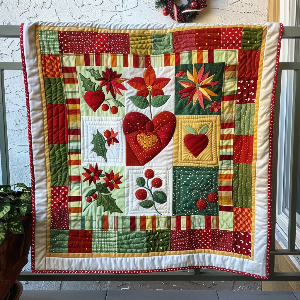 Holiday Cheer Christmas Quilted Blanket Xmas Room Decor Grandparent Christmas Present Ideas