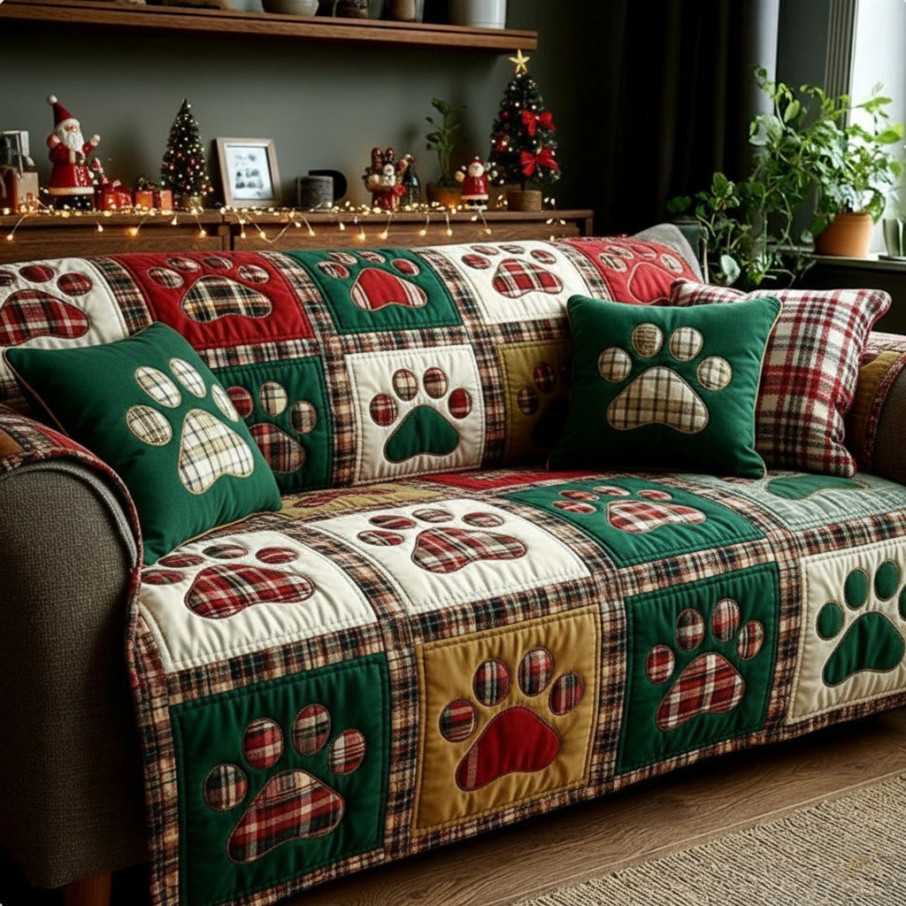 Holiday Cheer Love Paw Quilted Sofa Cover Best Sofa Covers Uniique Presents For Dog Lovers
