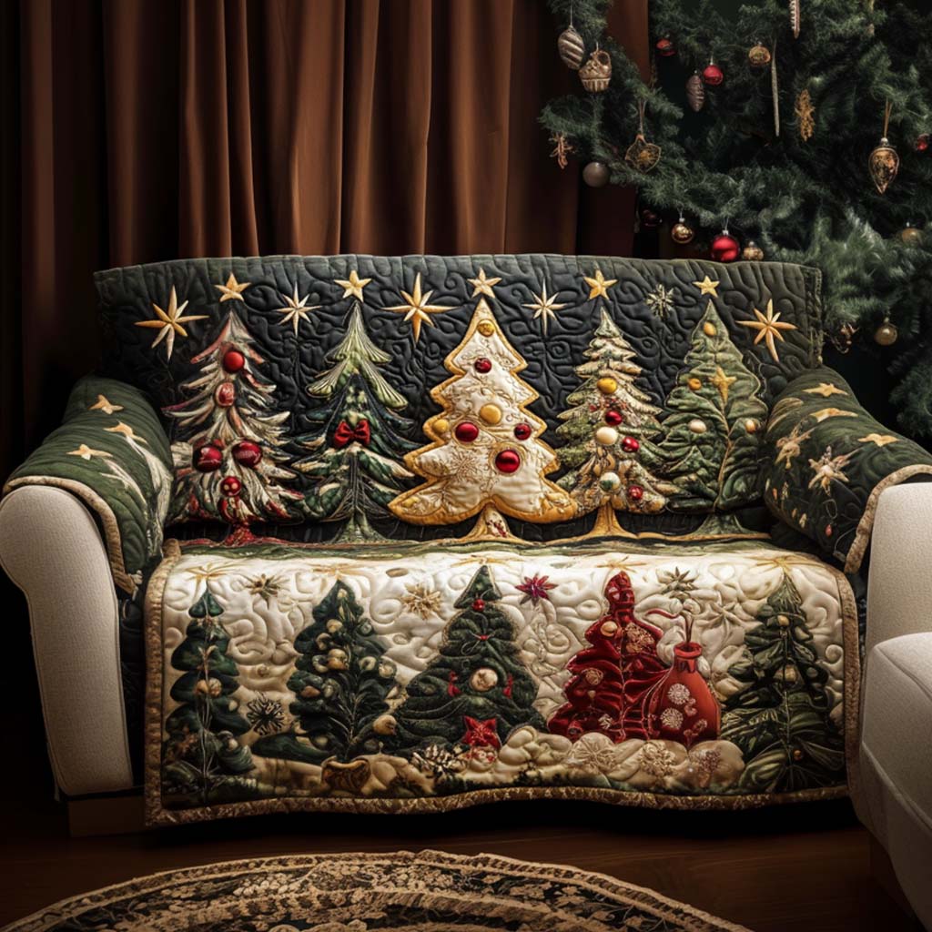 Holiday Cheer Quilted Sofa Cover Christmas Home Decor Best Christmas Gift Ideas