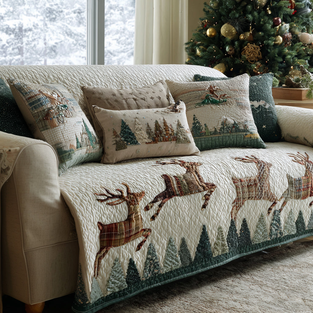Holiday Dreams Quilted Sofa Cover Christmas Living Room Decor Ideas Family Ideas For Christmas Gifts