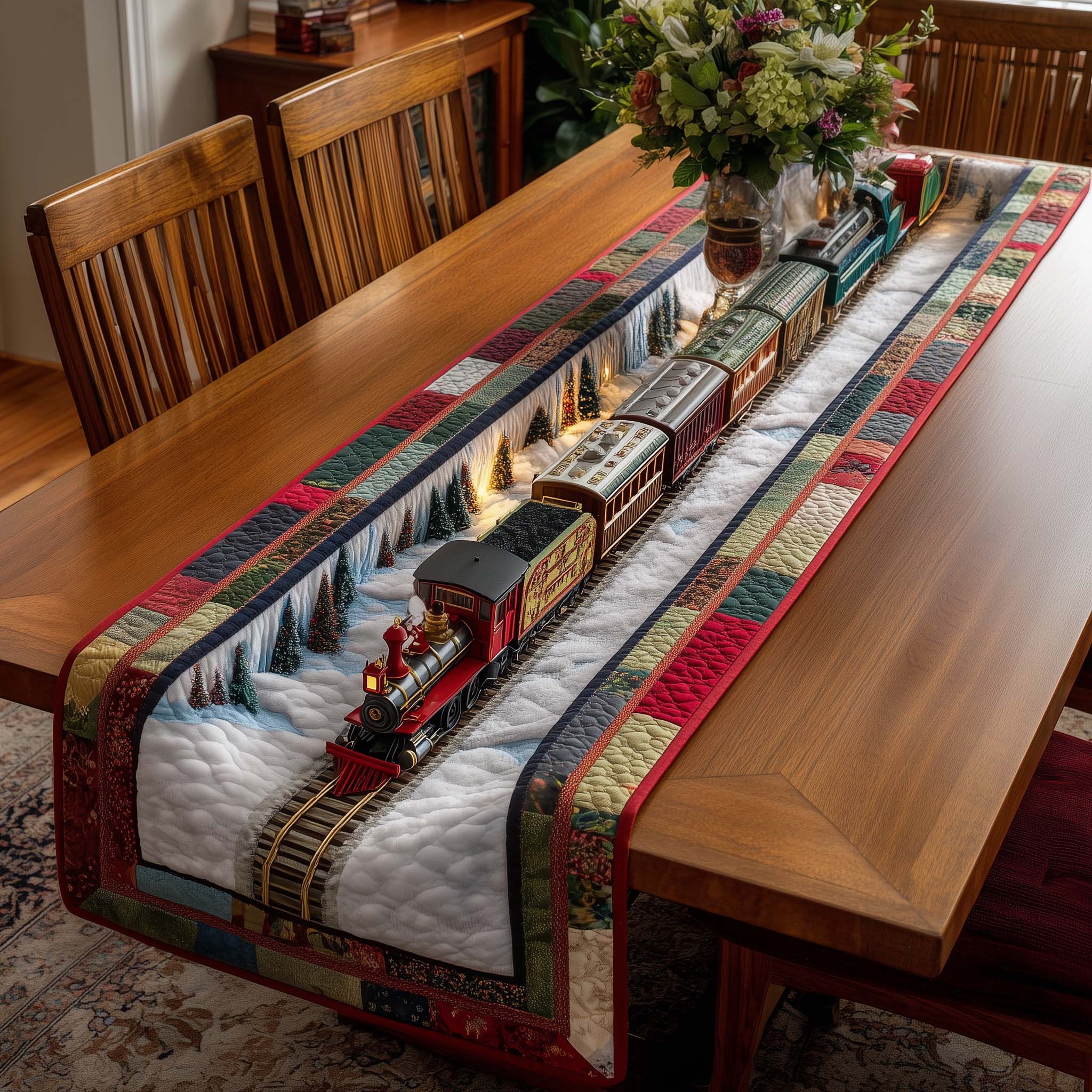 Holiday Express Quilted Table Runner Dining Table Xmas Decor Best Christmas Gifts