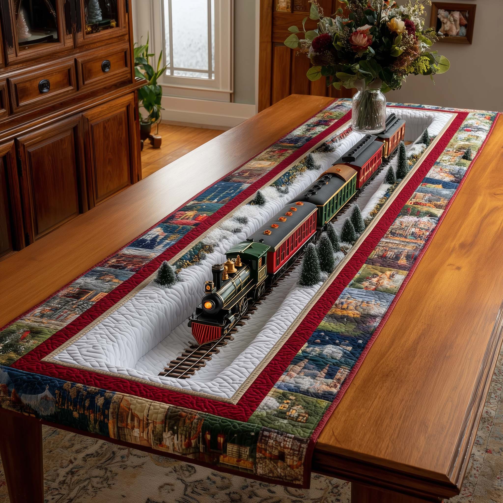 Holiday Express Quilted Table Runner Winter Themed Table Runners Secret Santa Pressent Ideas