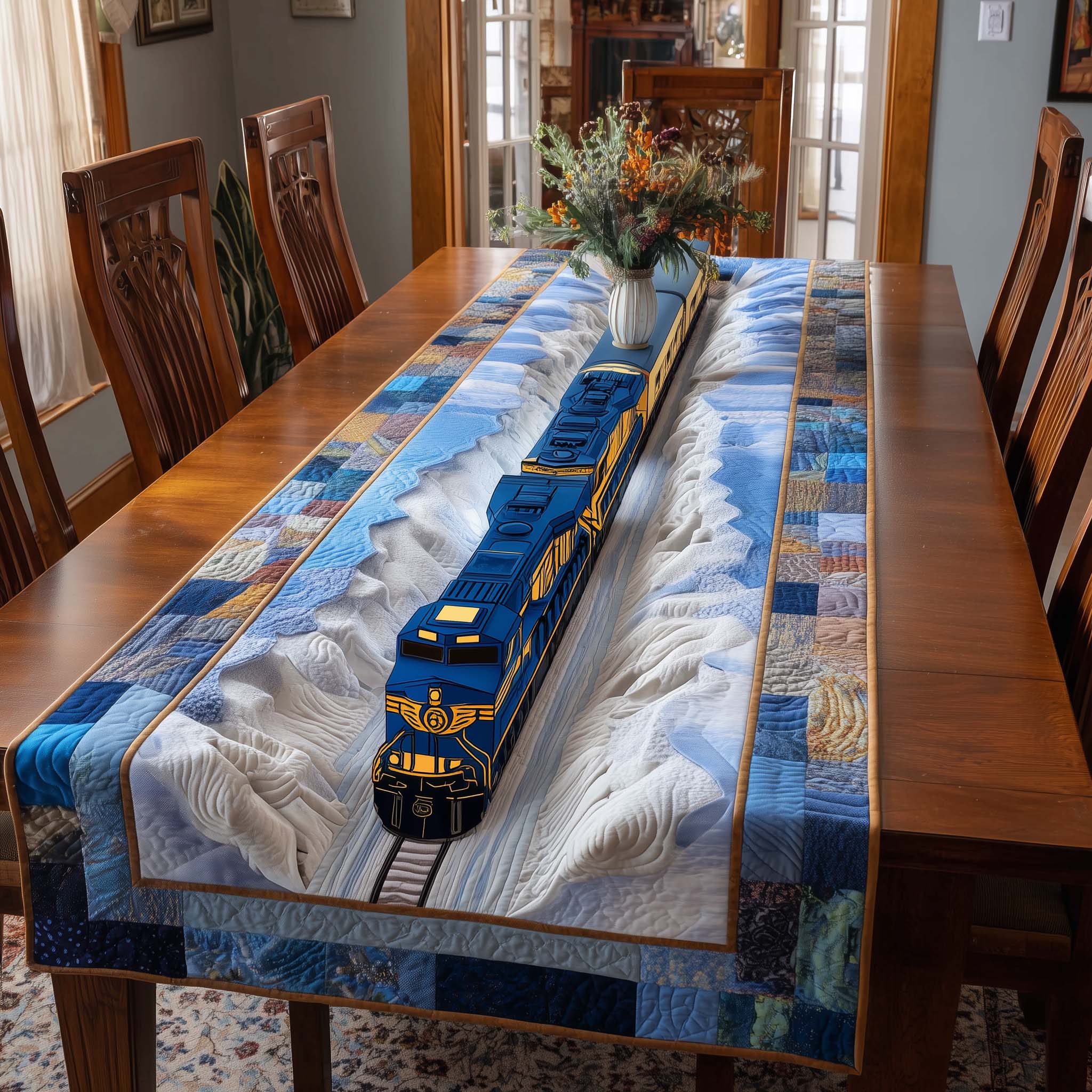 Holiday Express Quilted Table Runner Xmas Dinner Table Decorations Christmas Gifts For Dad