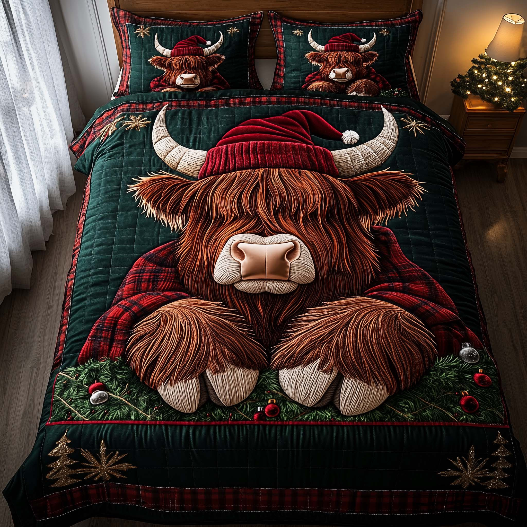 Holiday Farmstead Quilted Bedding Set Bed Christmas Decor Good Gifts For Christmas