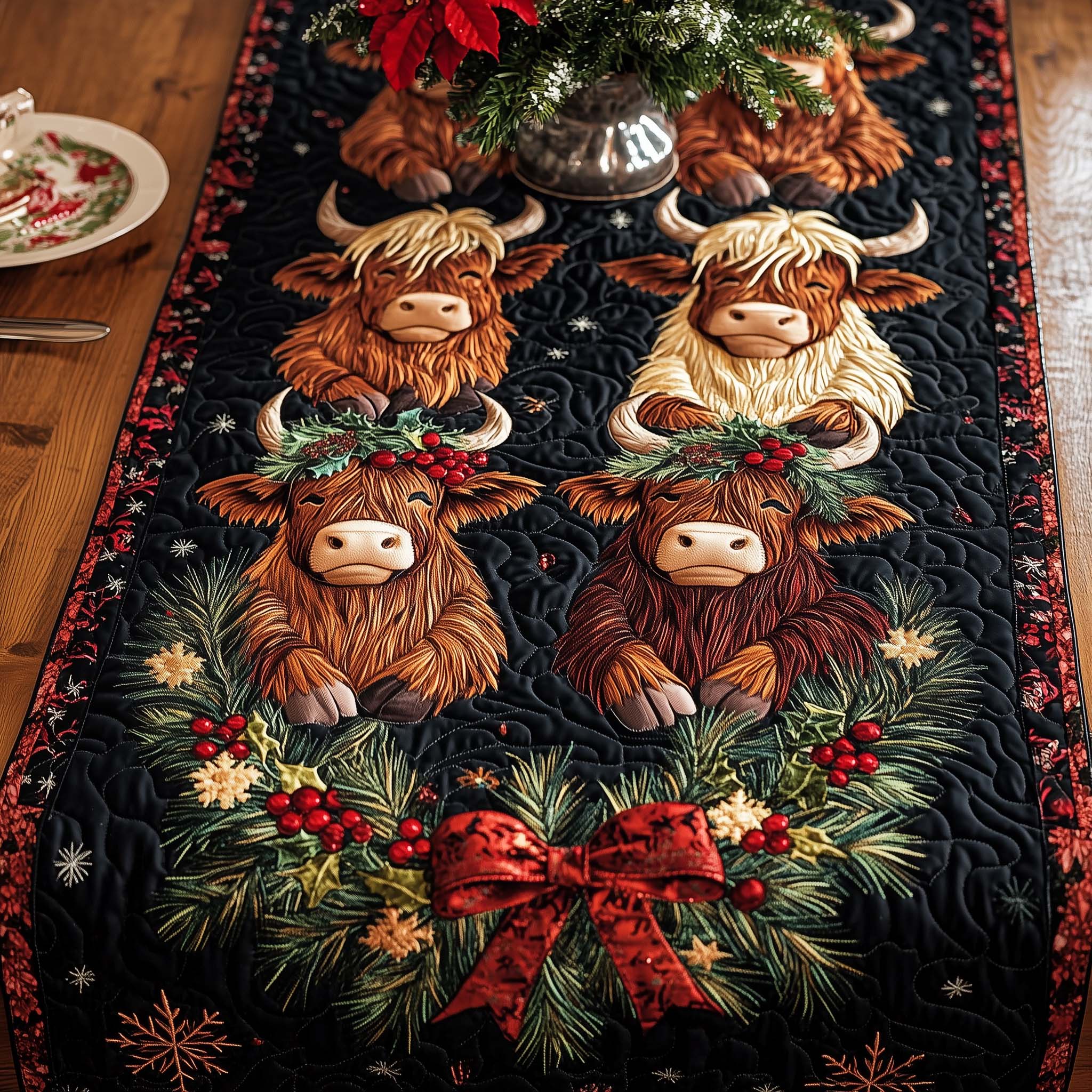 Holiday Farmstead Quilted Table Runner Christmas Dining Table Runner Cool Christmas Gifts