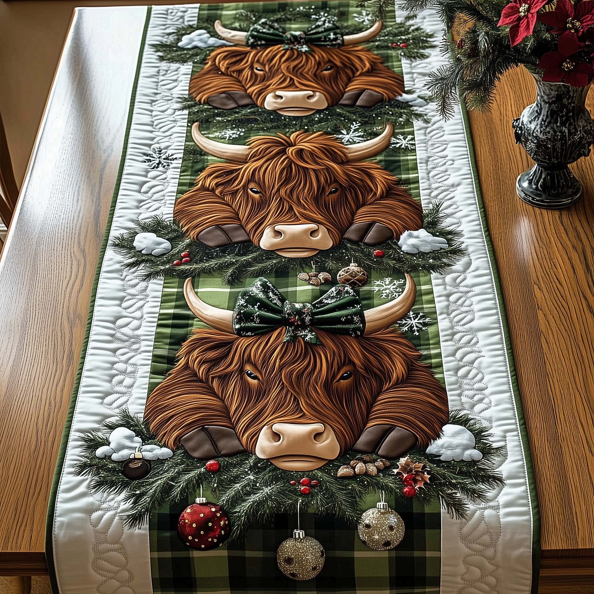 Holiday Farmstead Quilted Table Runner Christmas Table Runner Decor Teacher Christmas Gifts