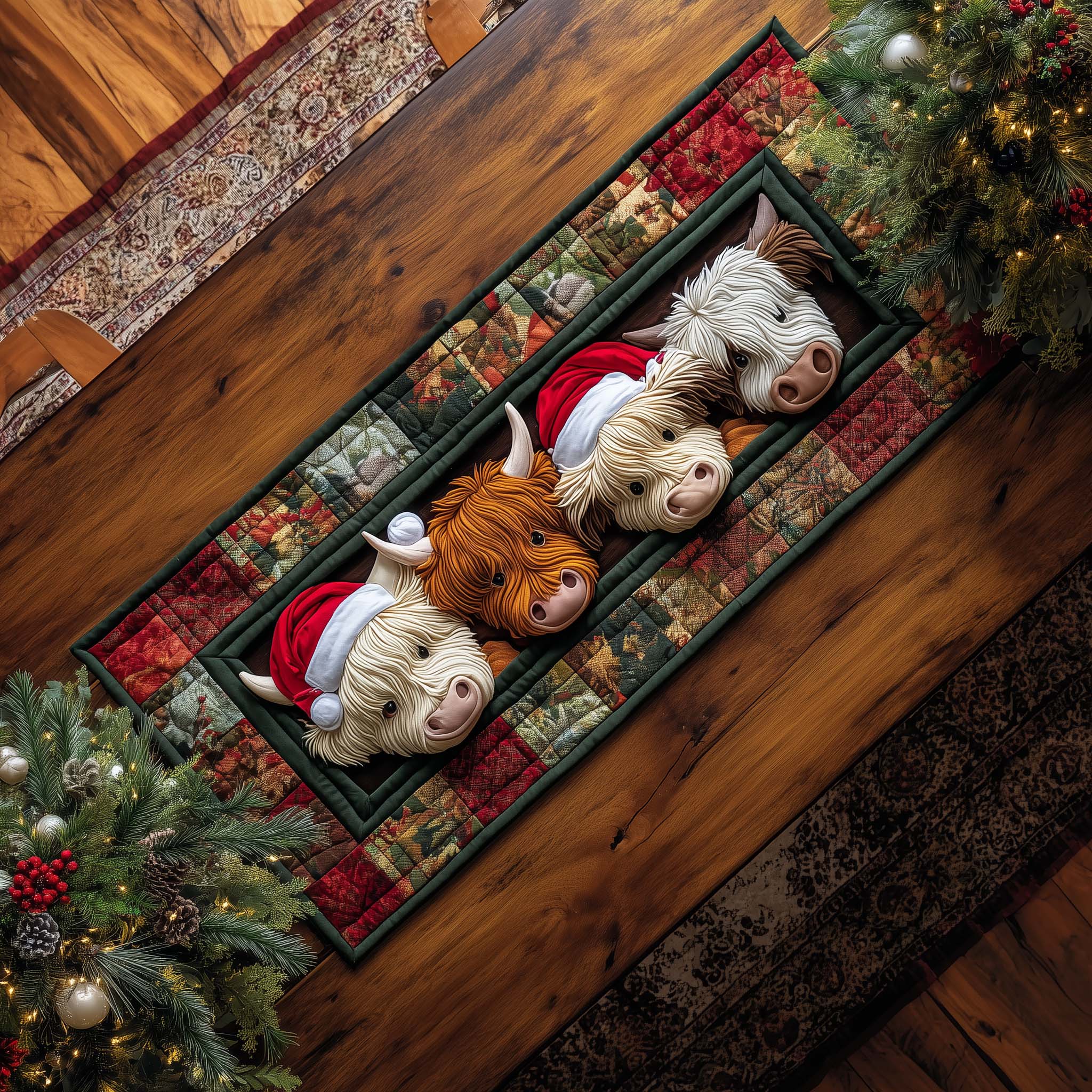 Holiday Farmstead Quilted Table Runner Festive Table Runners Xmas Gifts For Family