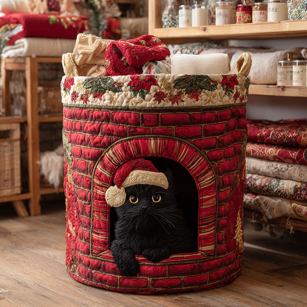 Holiday Fireplace Cat Quilted Laundry Basket The Laundry Basket Cat Presents For Women