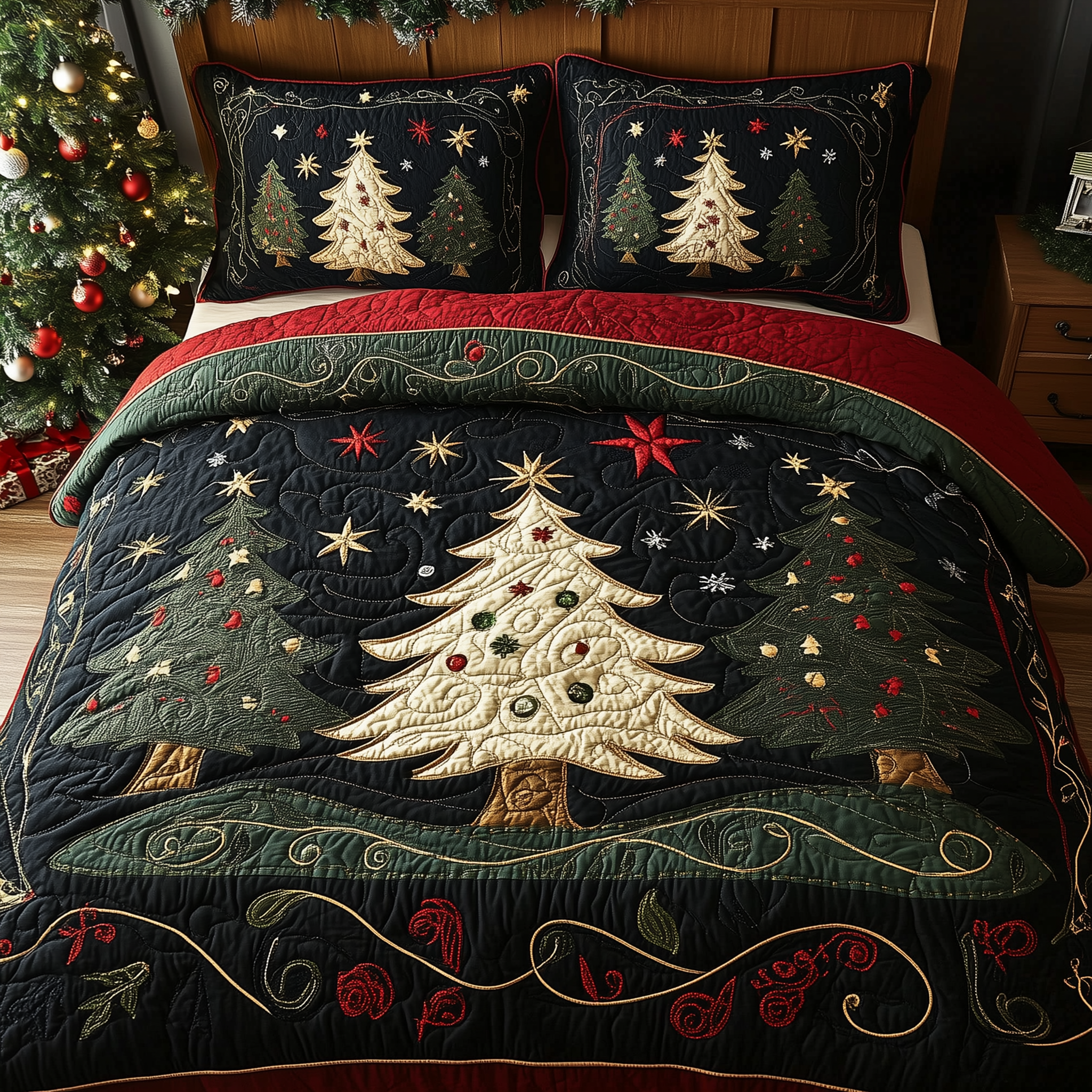 Holiday Forest Quilted Bedding Set Christmas Bedroom Ideas Best Family Presents For Christmas