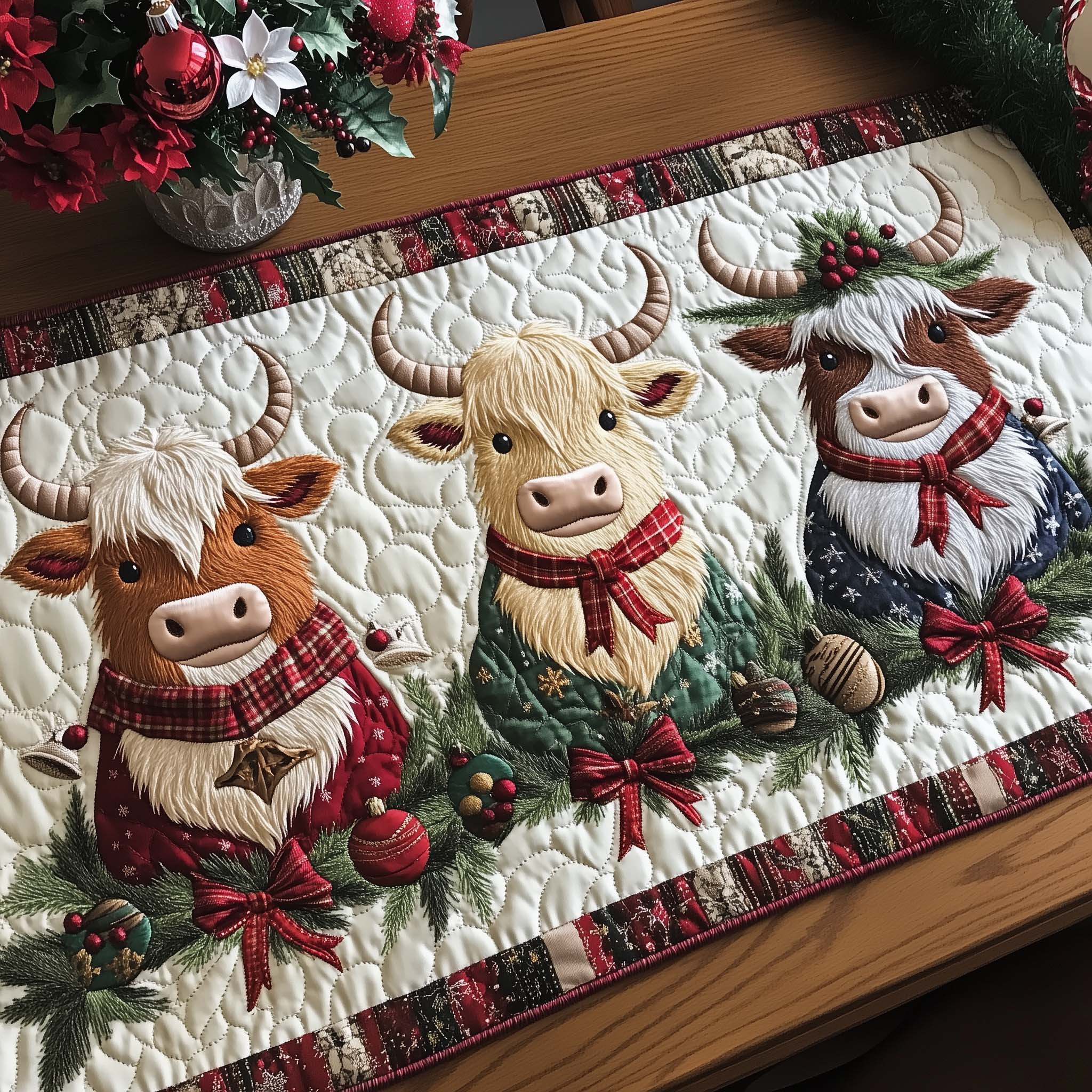 Holiday Homestead Quilted Table Runner Christmas Dining Room Decor Christmas Gifts For Relatives
