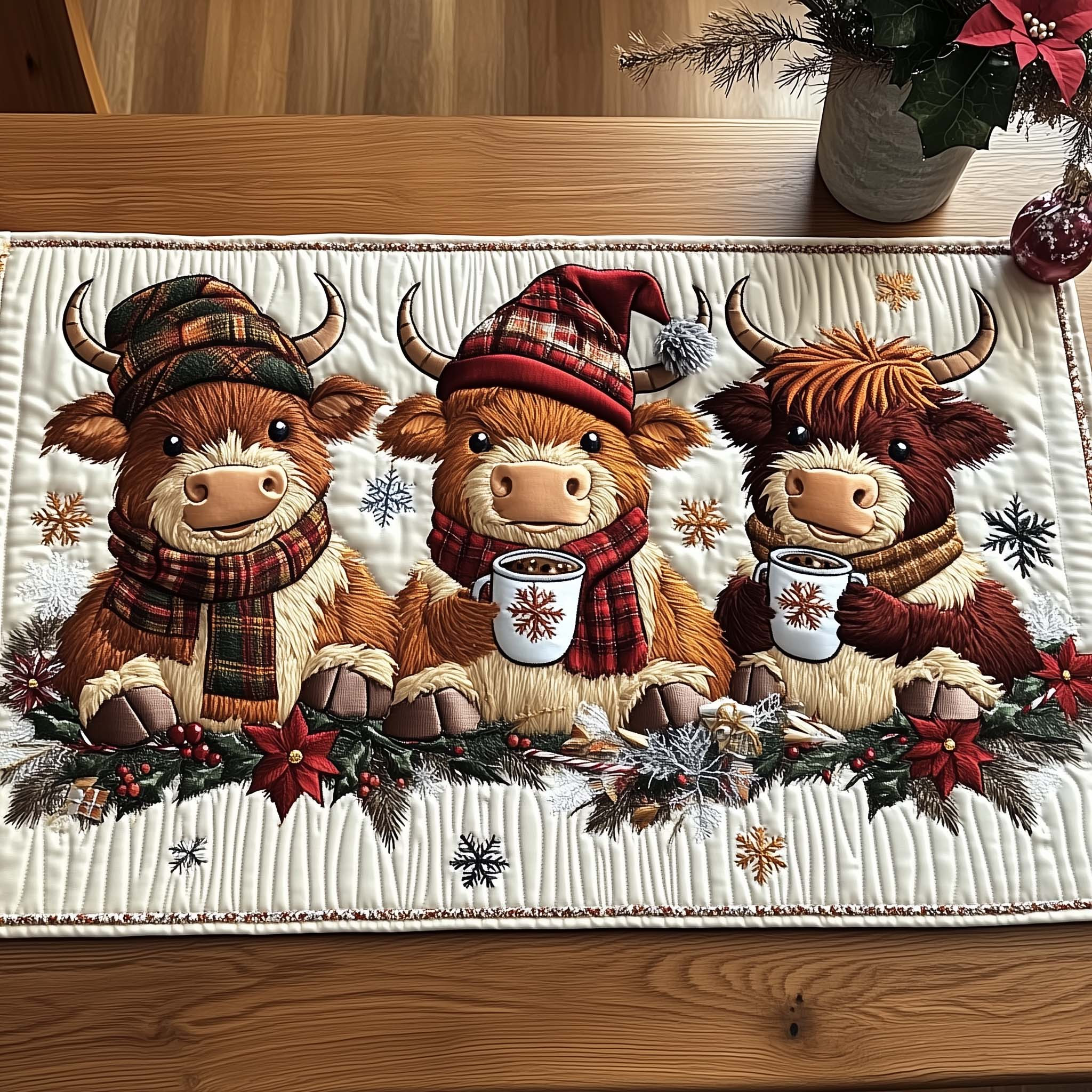 Holiday Homestead Quilted Table Runner Xmas Dinner Table Decorations Family Gift Ideas For Christmas