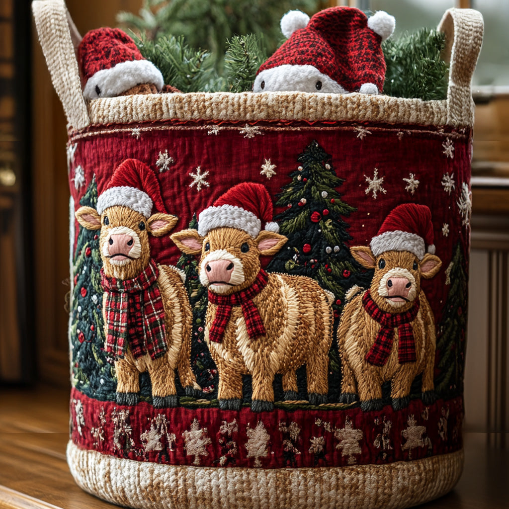 Holiday Hooves Quilted Laundry Basket Unique Clothes Hamper Best Family Christmas Gifts