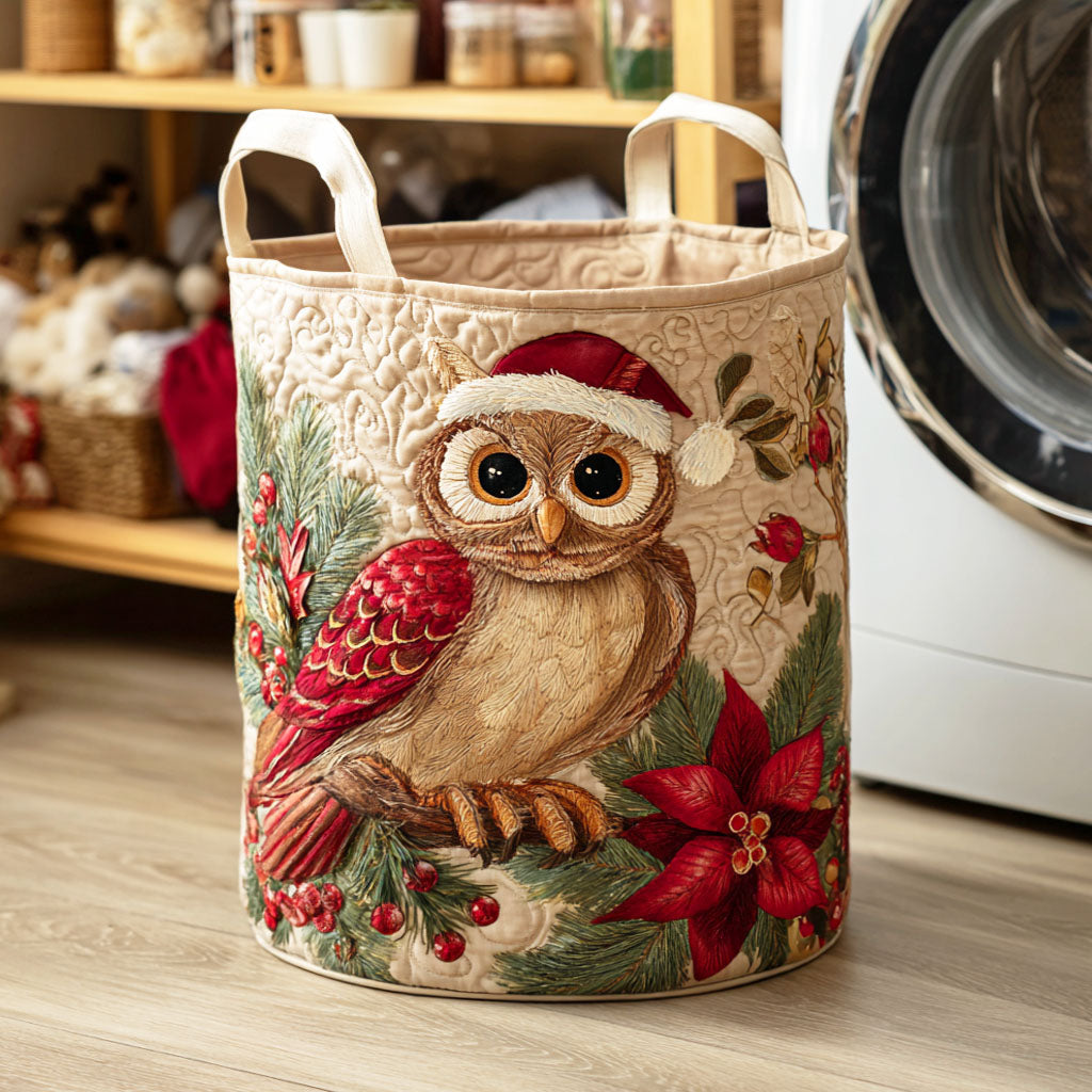 Holiday Owl Quilted Laundry Basket Dirty Laundry Basket Christmas Gifts For Coworkers