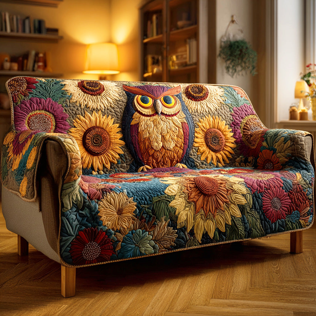Holiday Perch Quilted Sofa Cover Sofa Chair Covers Gift For Owl Lover