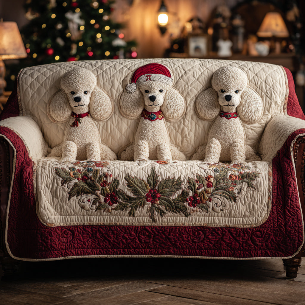 Holiday Poodle Charm Quilted Sofa Cover Home Decor Presents For Dog Lovers