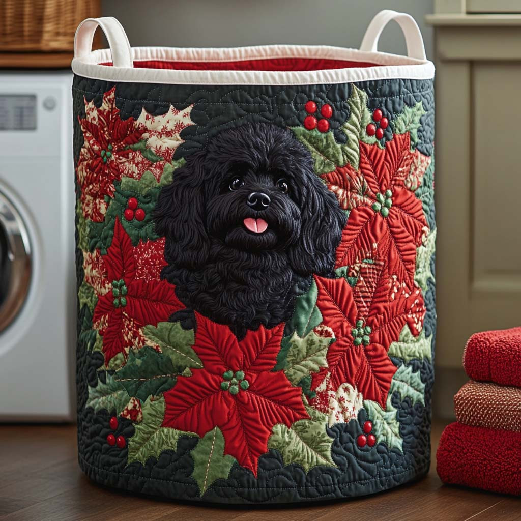 Holiday Poodle Quilted Laundry Basket Best Laundry Hamper Dog Themed Gifts
