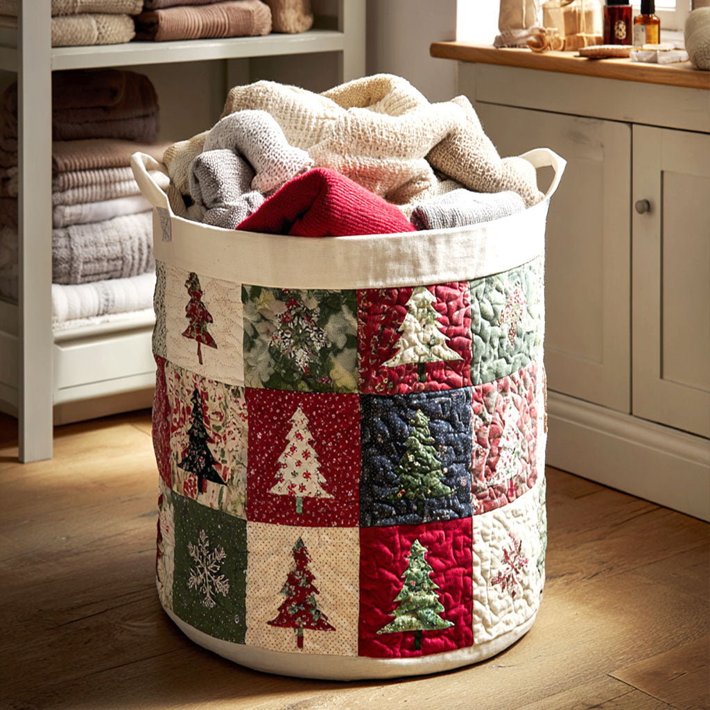 Holiday Quilt Pines Quilted Laundry Basket Modern Laundry Hamper Xmas Presents For Mother In Law