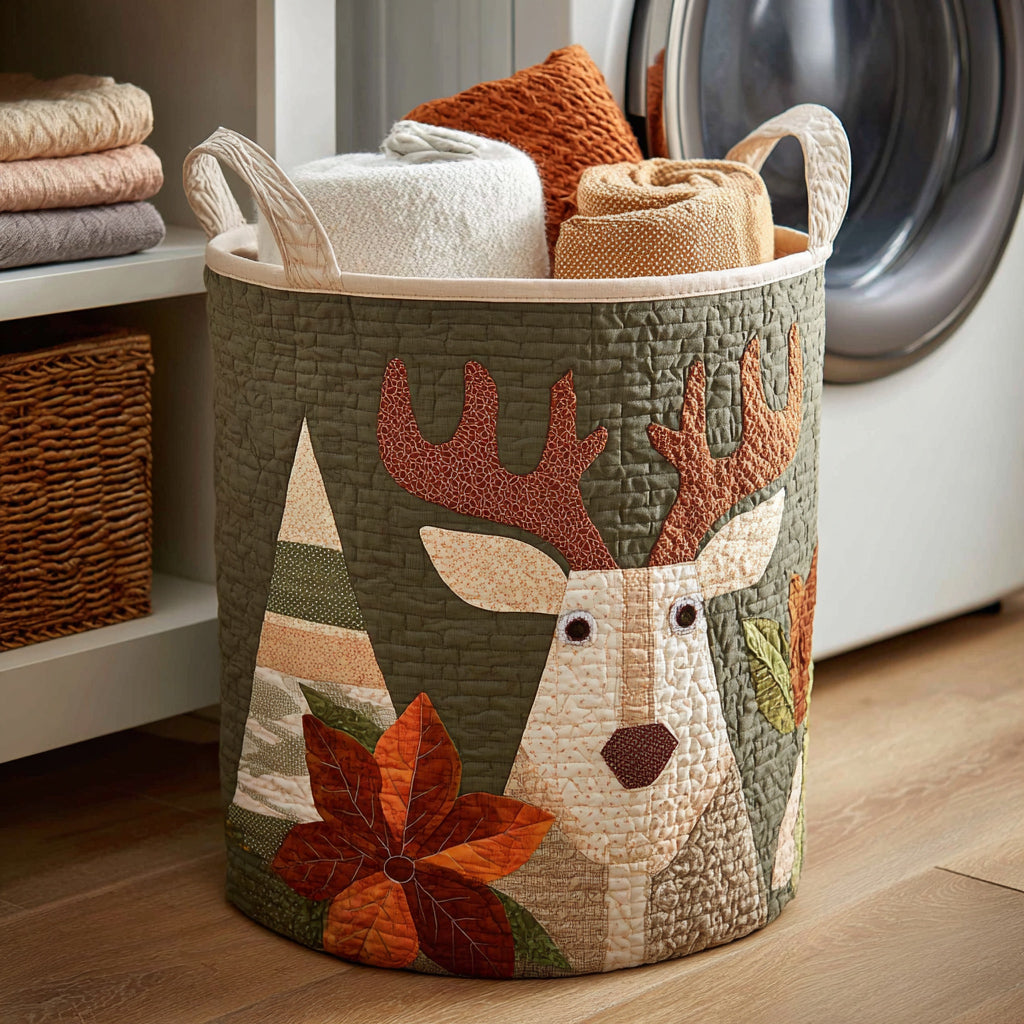 Holiday Reindeer Quilted Laundry Basket Best Clothes Hamper Secret Santa Gifts