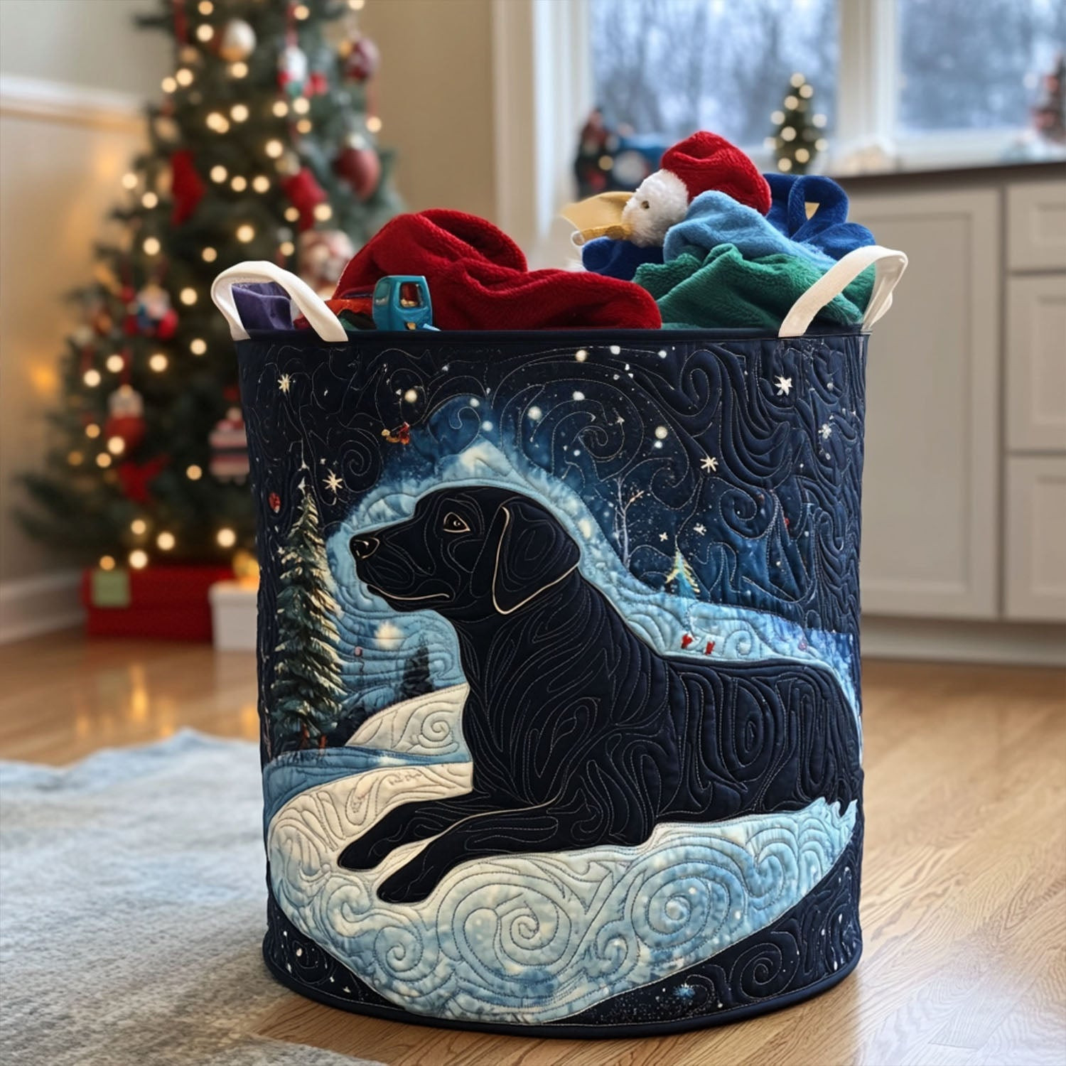 Holiday Retriever Quilted Laundry Basket Modern Laundry Hamper Labrador Retriever Gifts