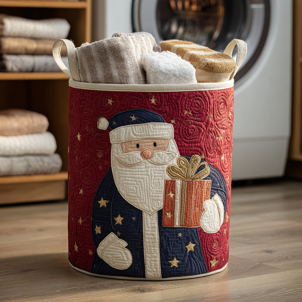Holiday Santa Claus Quilted Laundry Basket Best Hampers Christmas Gift From Grandma