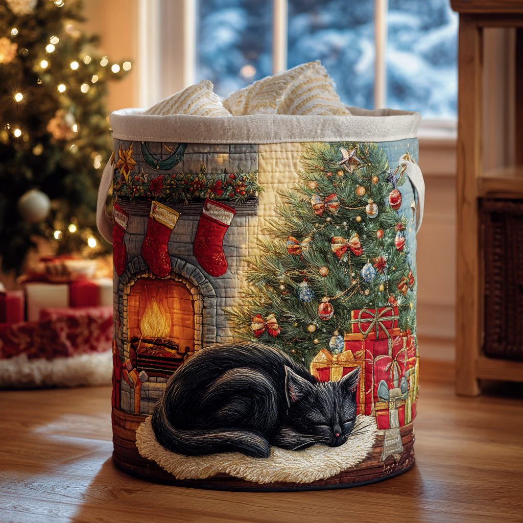 Holiday Snooze Quilted Laundry Basket Hamper Basket Secret Santa Gifts