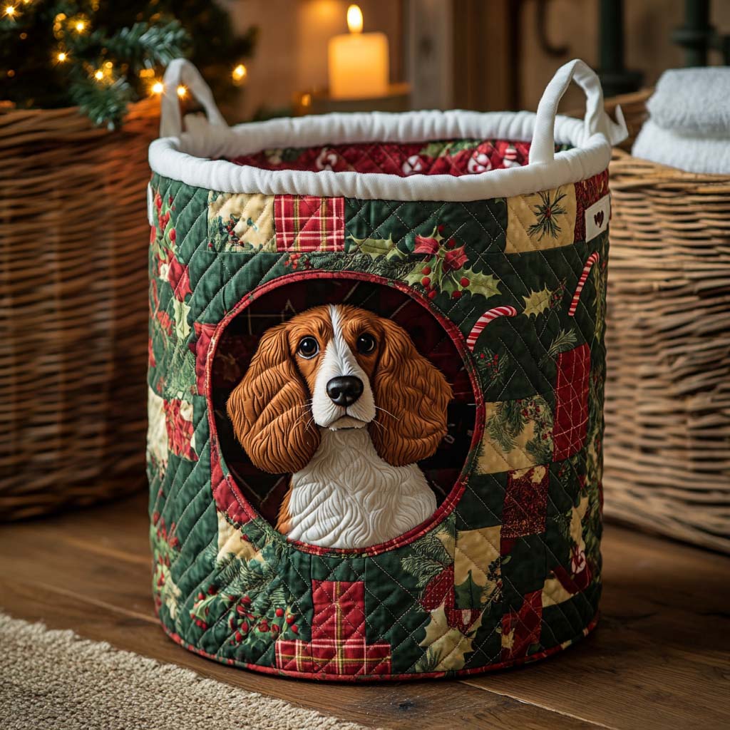 Holiday Spaniel Quilted Laundry Basket Best Looking Laundry Hampers Good Gifts Dog Lovers